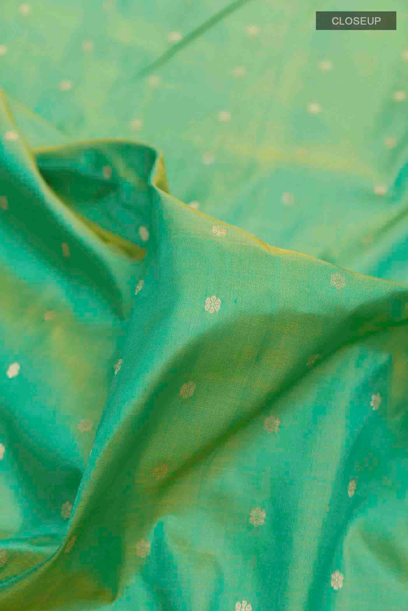 Sea Green Dual Tone Banarasi Katan Silk Saree - Image 2