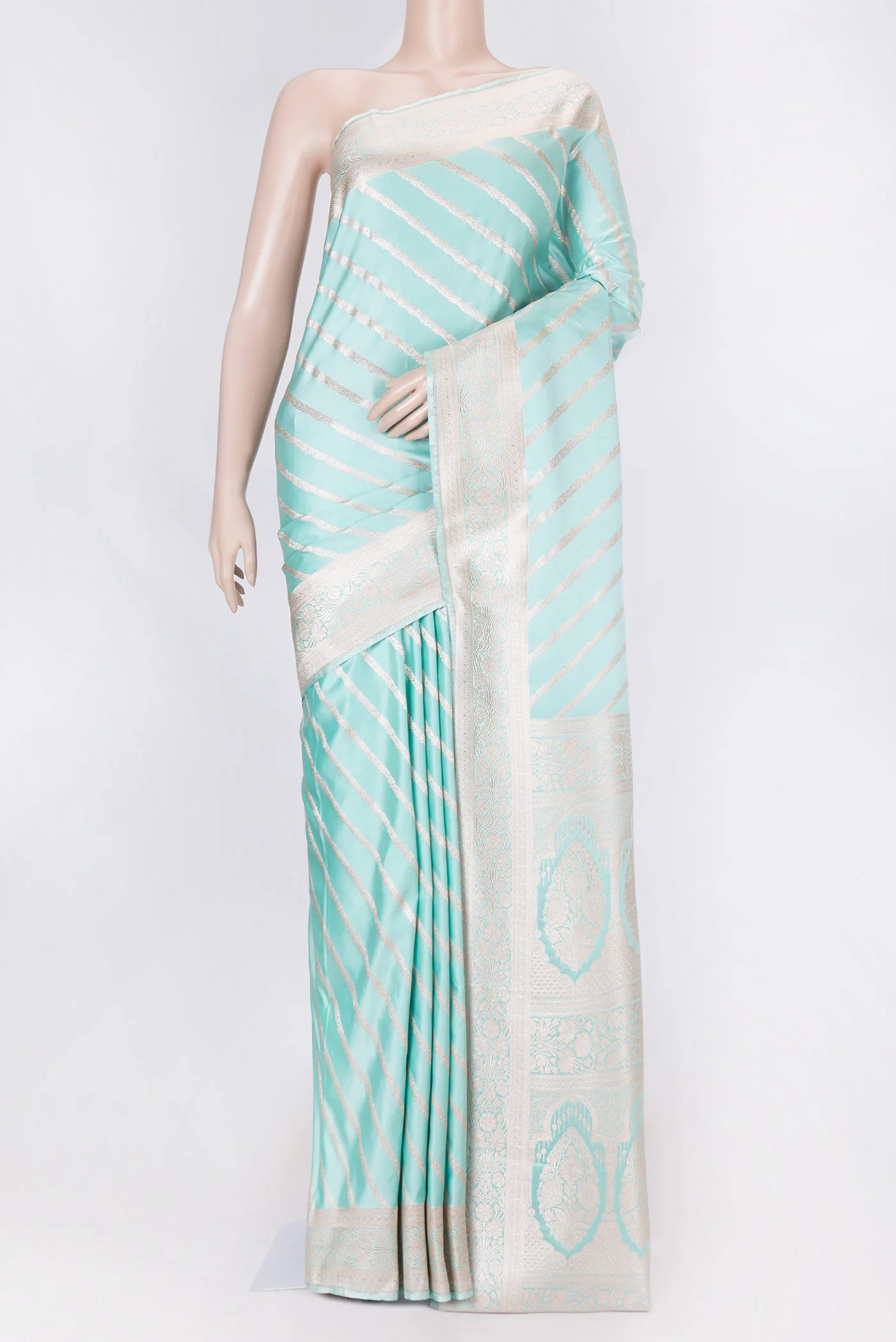 Sea Green Dual Tone Blended Banarasi Silk Saree