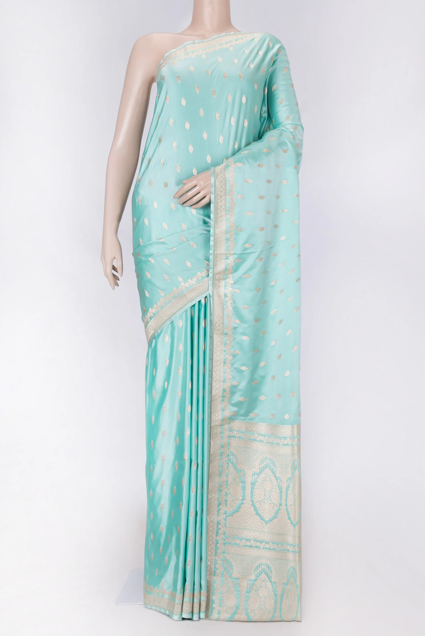 Sea Green Dual Tone Blended Banarasi Silk Saree
