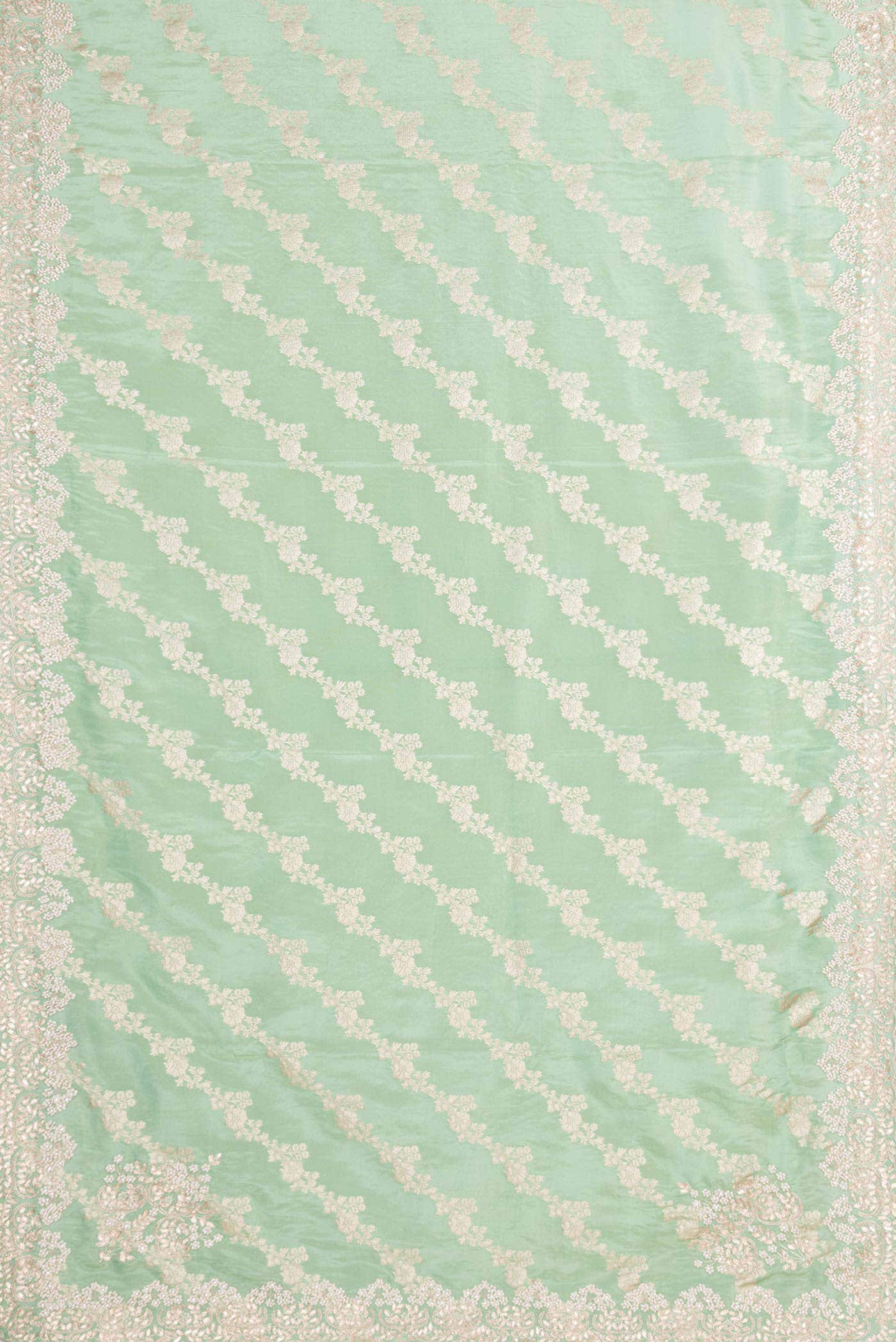 Sea Green Dual Tone Blended Organza Silk Saree - Image 4