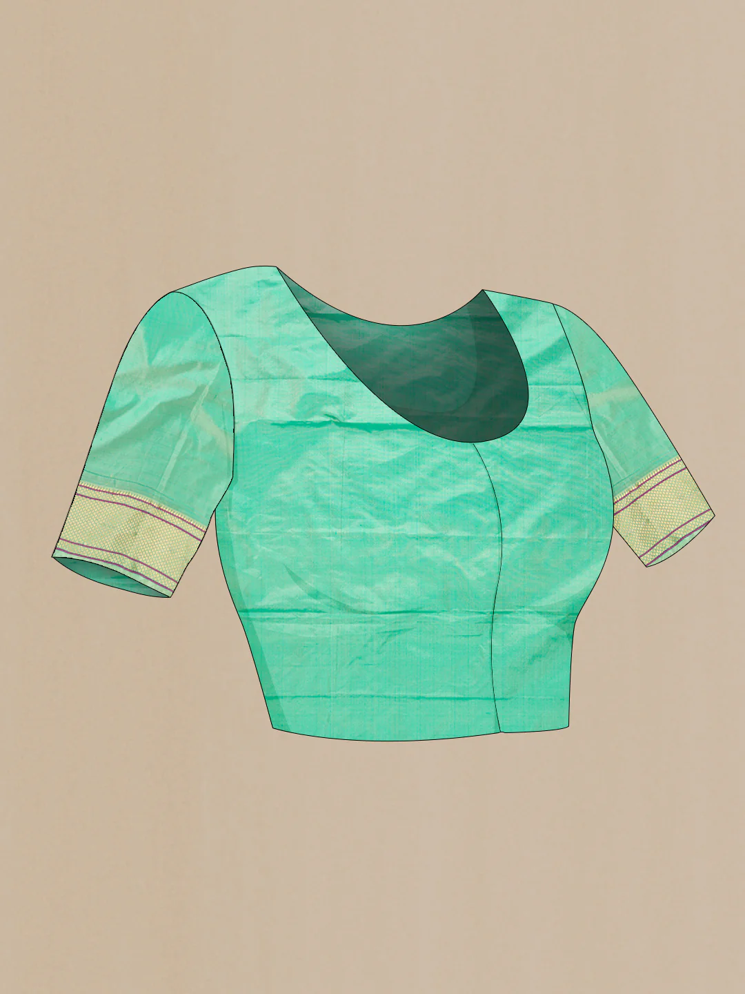 Sea Green Blended Paithani Silk Saree - Image 4