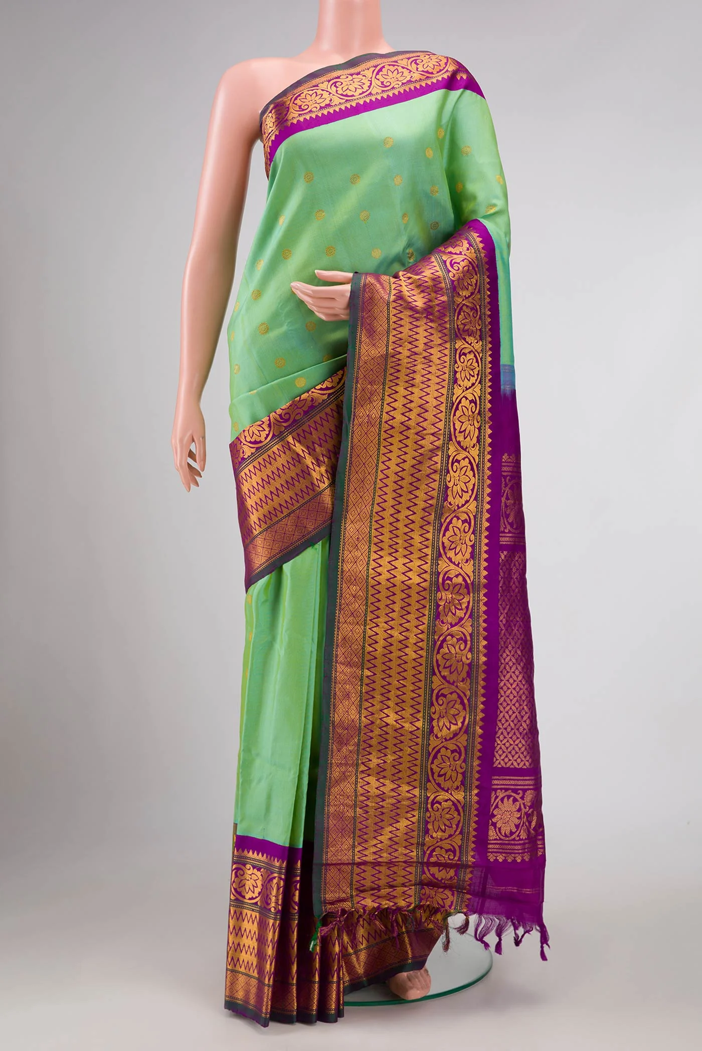 Sea Green Dual Tone Gadwal Silk Saree