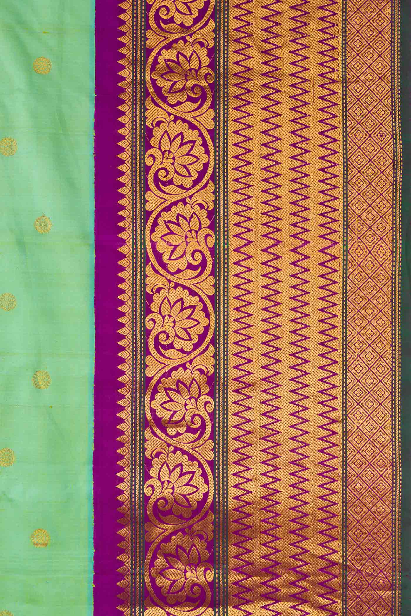 Sea Green Dual Tone Gadwal Silk Saree - Image 3