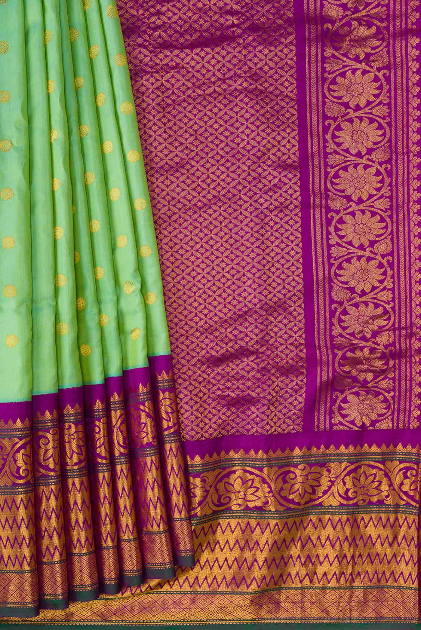 Sea Green Dual Tone Gadwal Silk Saree - Image 4