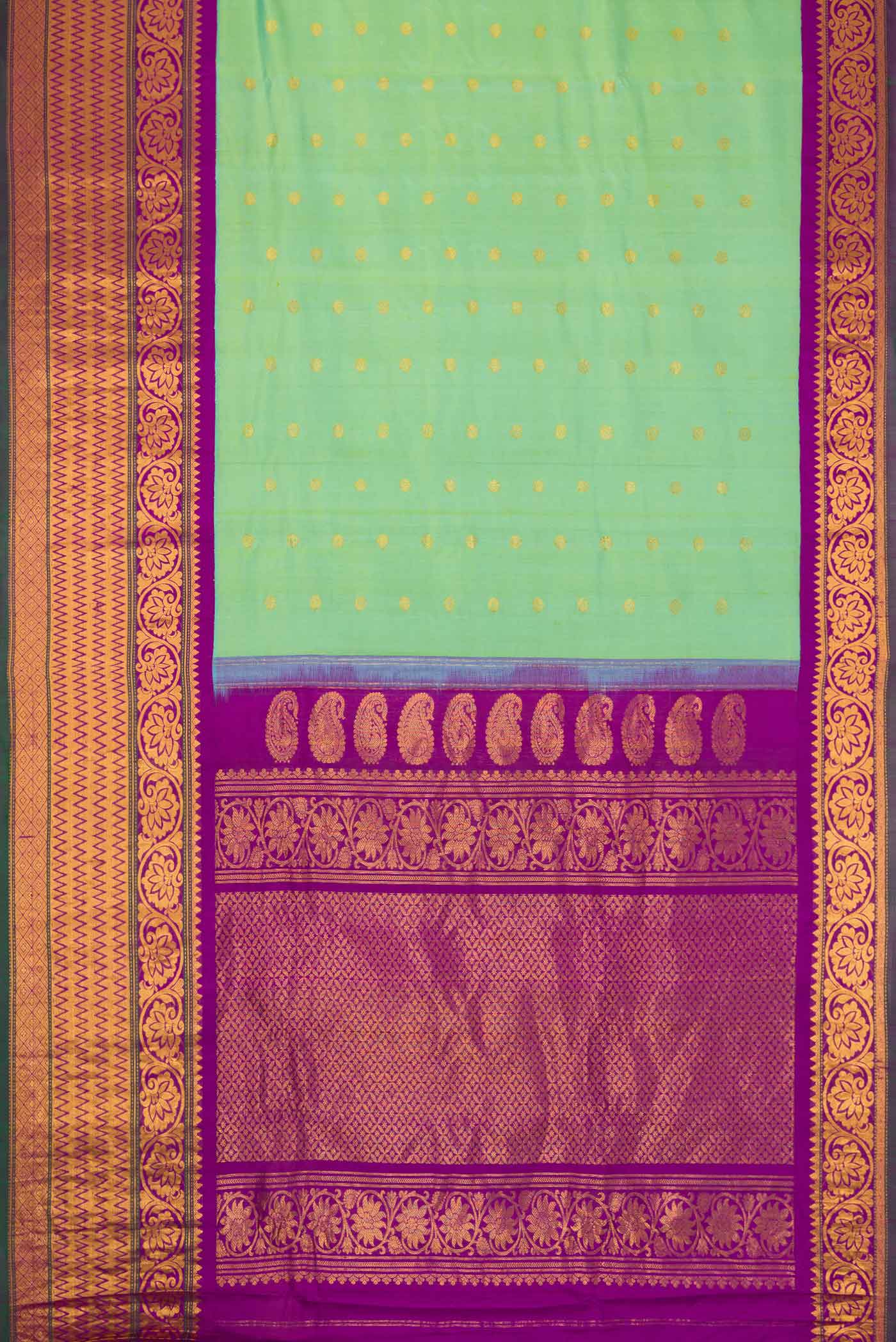 Sea Green Dual Tone Gadwal Silk Saree - Image 6