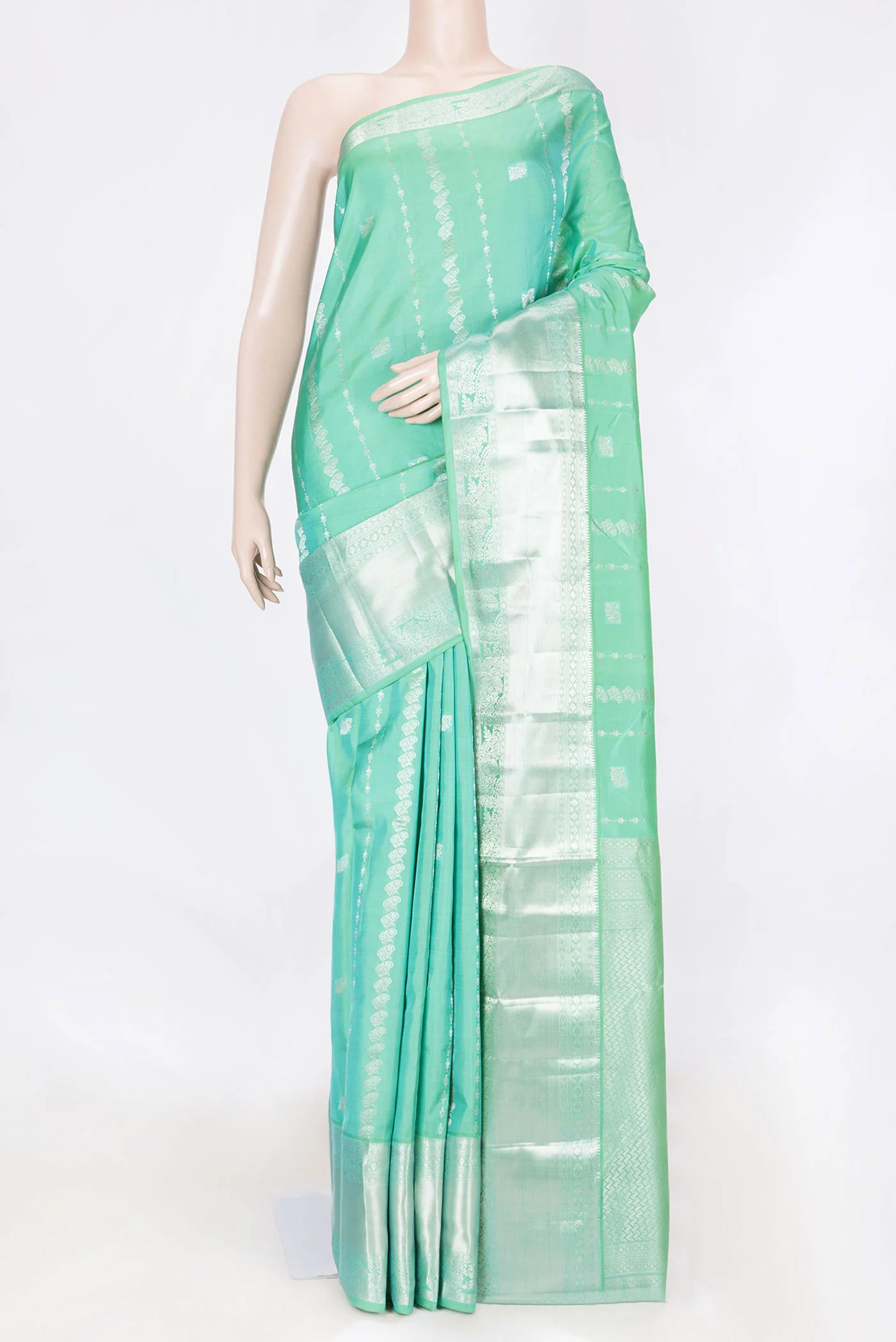 Sea Green Dual Tone Kanchipuram Saree