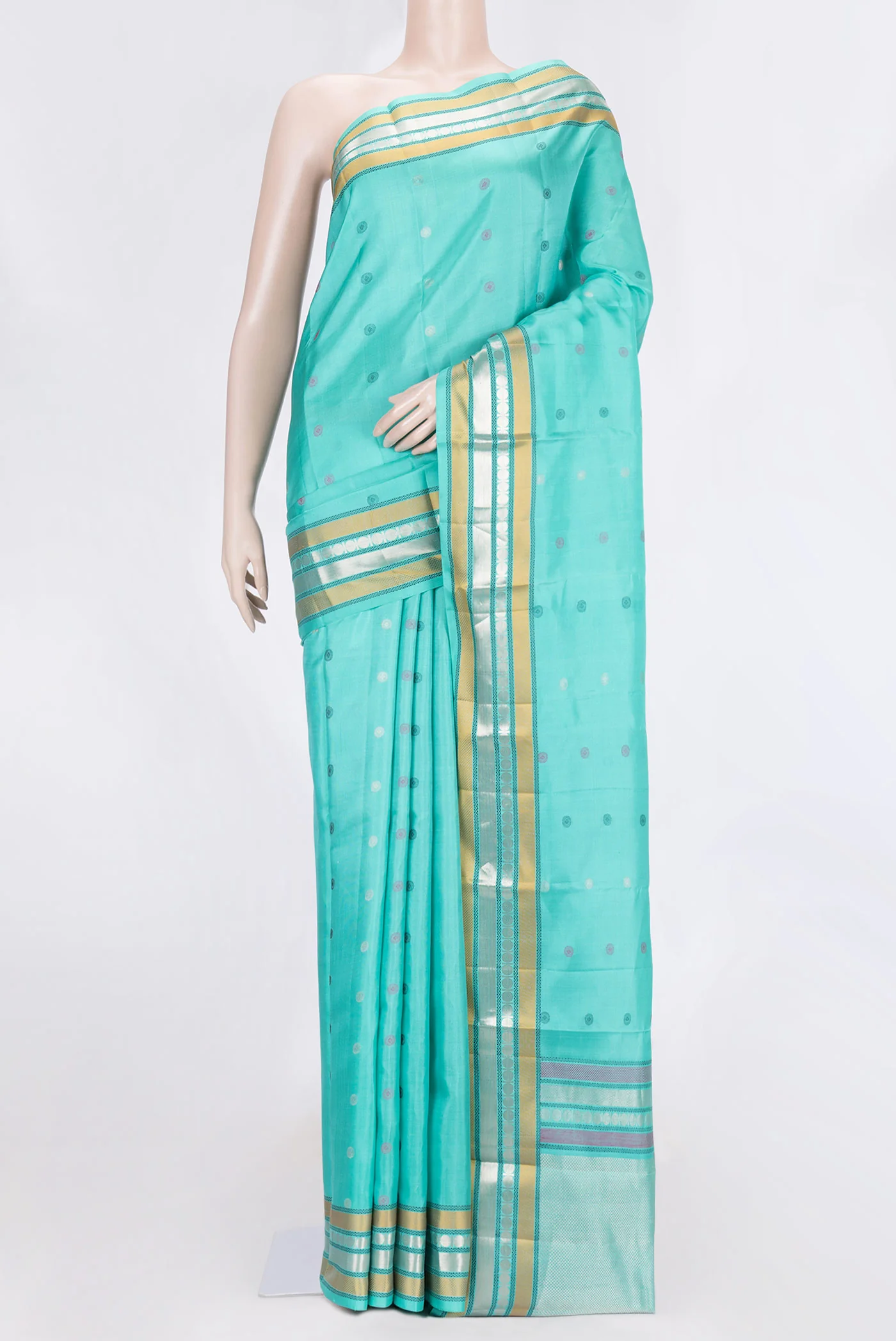 Turquoise Kanchipuram Silk Saree