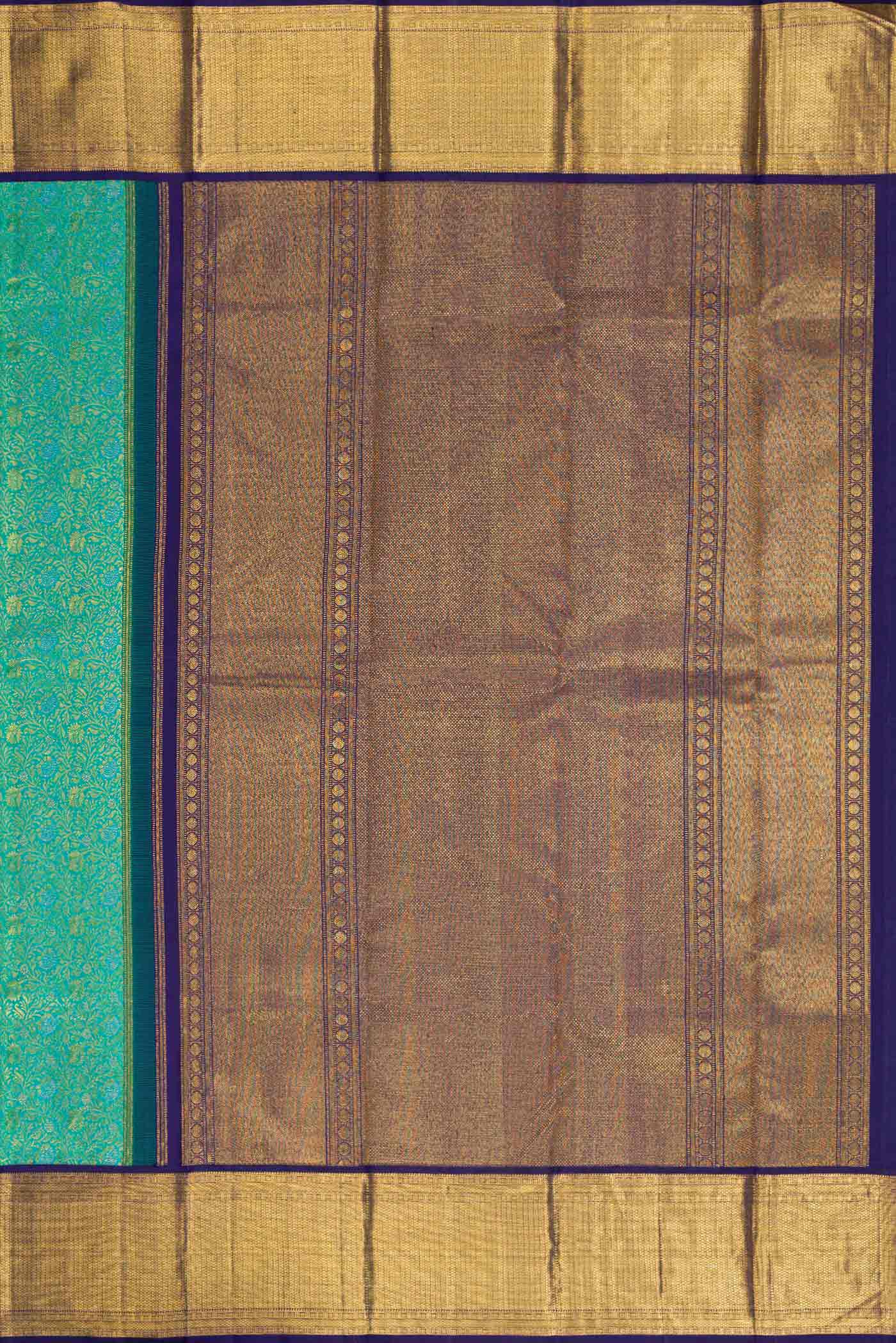 Turquoise Kanchipuram Silk Saree - Image 7