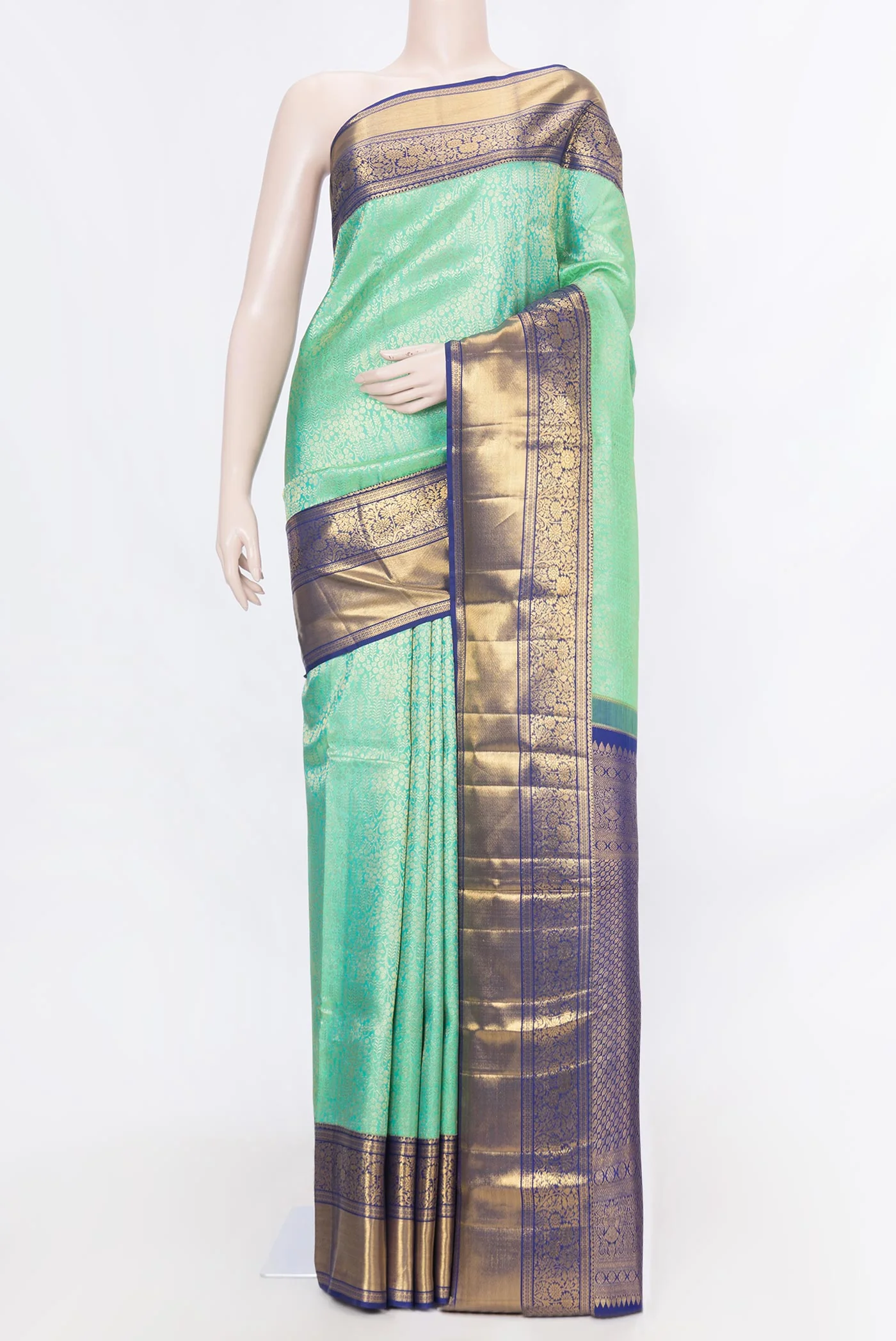Sea Green Dual Tone Kanchipuram Silk Saree