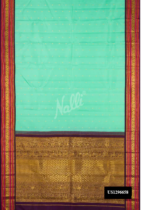 Sea Green Dual Tone Kanchipuram Silk Saree