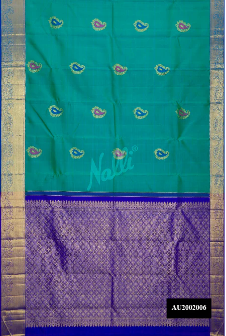 Sea Green Dual Tone Kanchipuram Silk Saree
