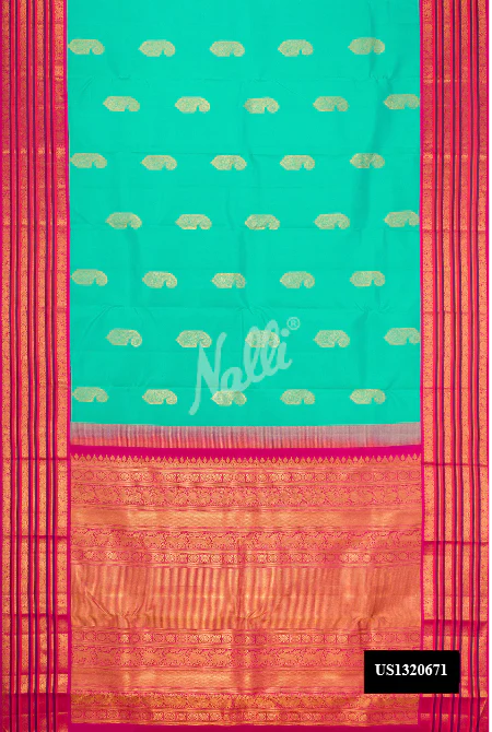Sea Green Dual Tone Kanchipuram Silk Saree