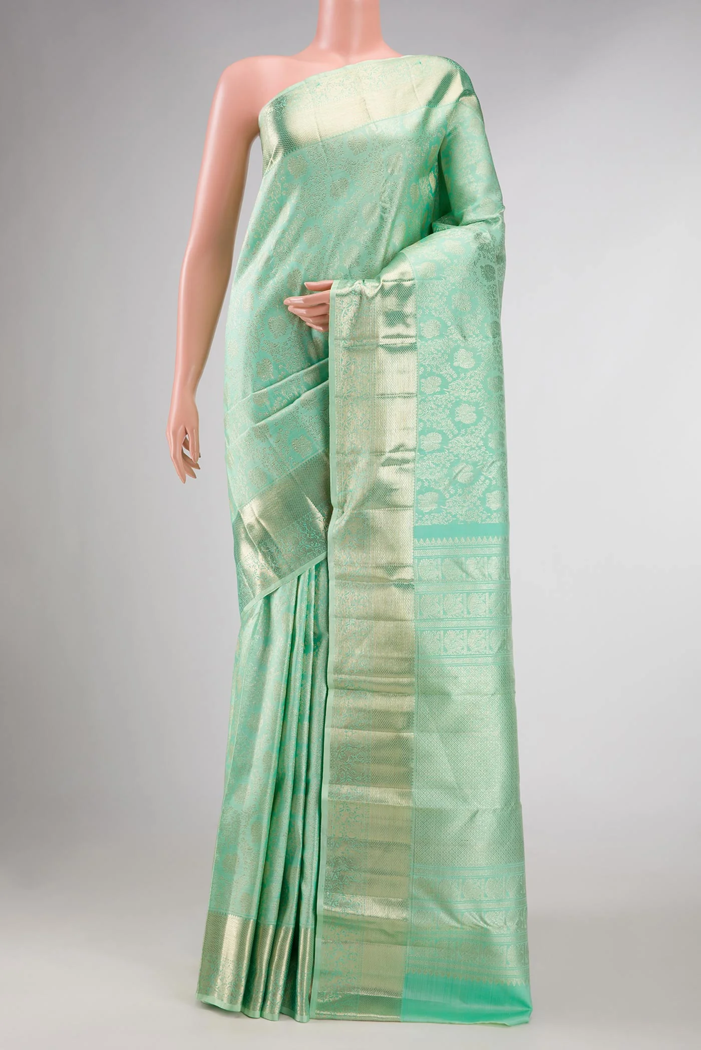 Sea Green Dual Tone Kanchipuram Silk Saree