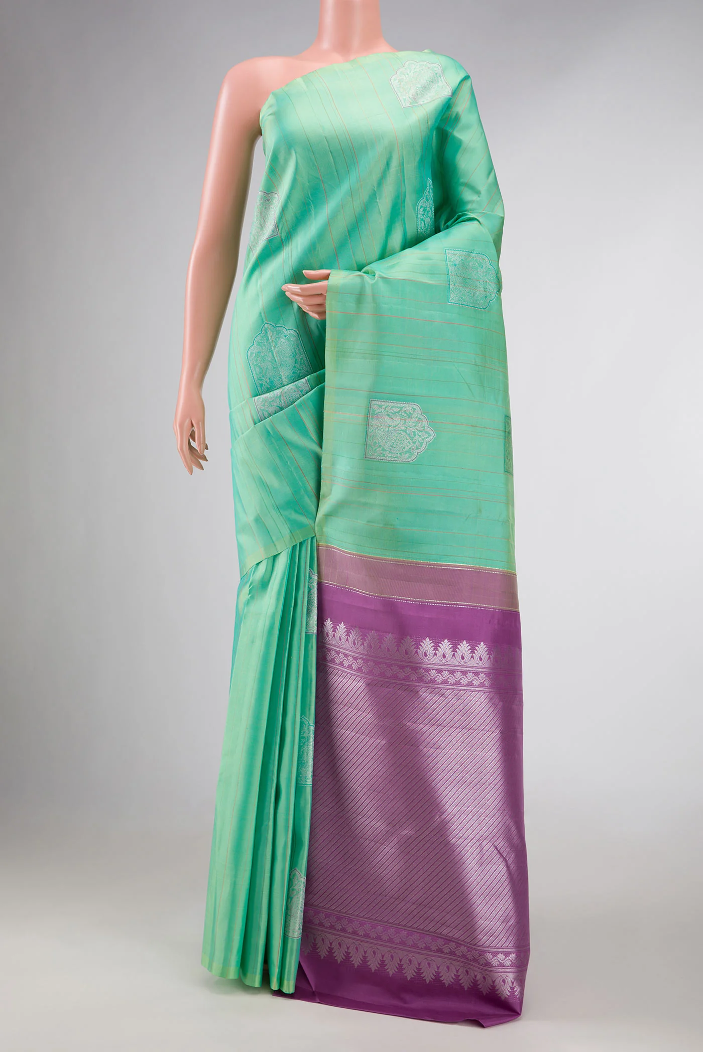 Sea Green Dual Tone Kanjivaram Silk Saree