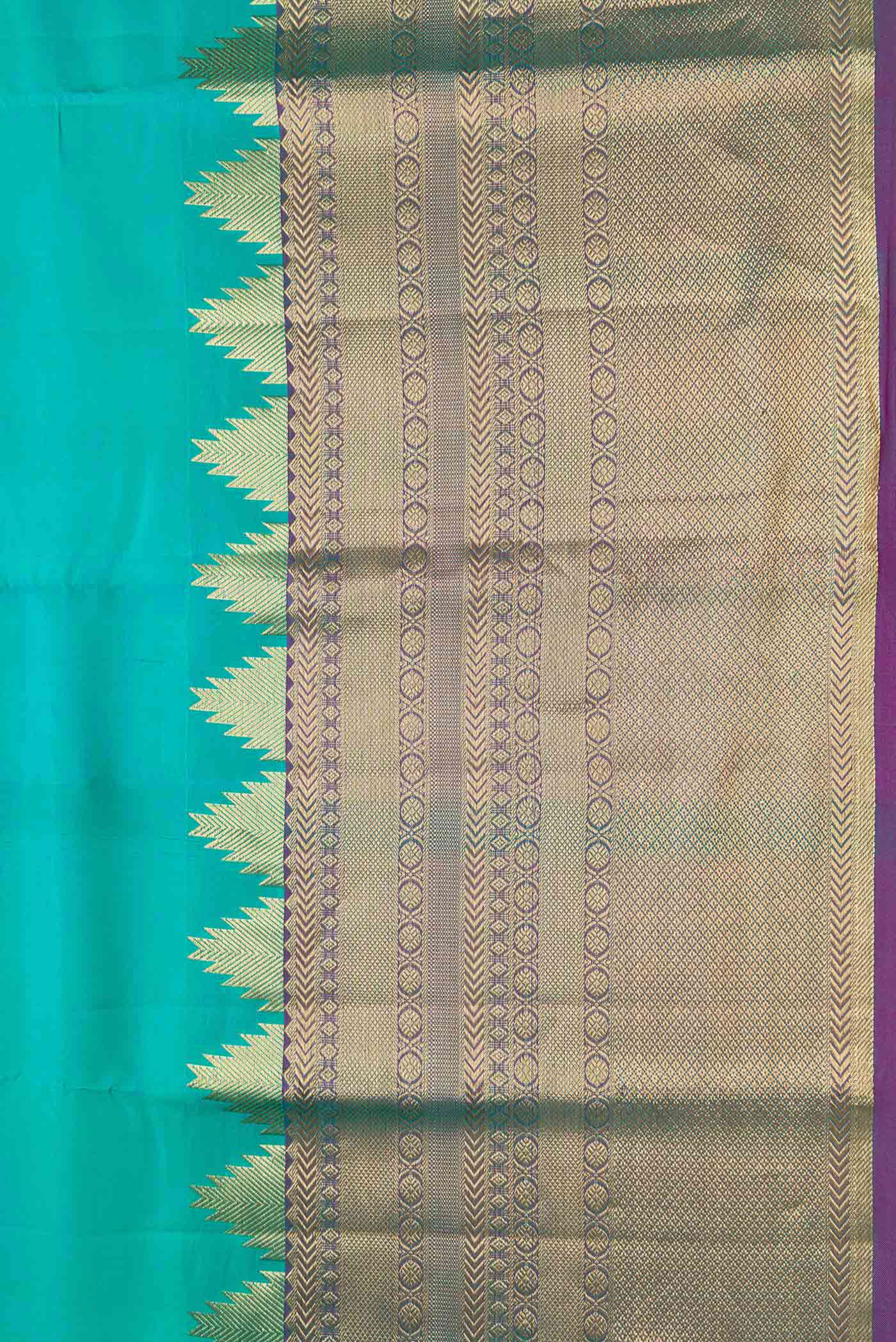 Sea Green Dual Tone Kanchipuram Silk Saree - Image 3