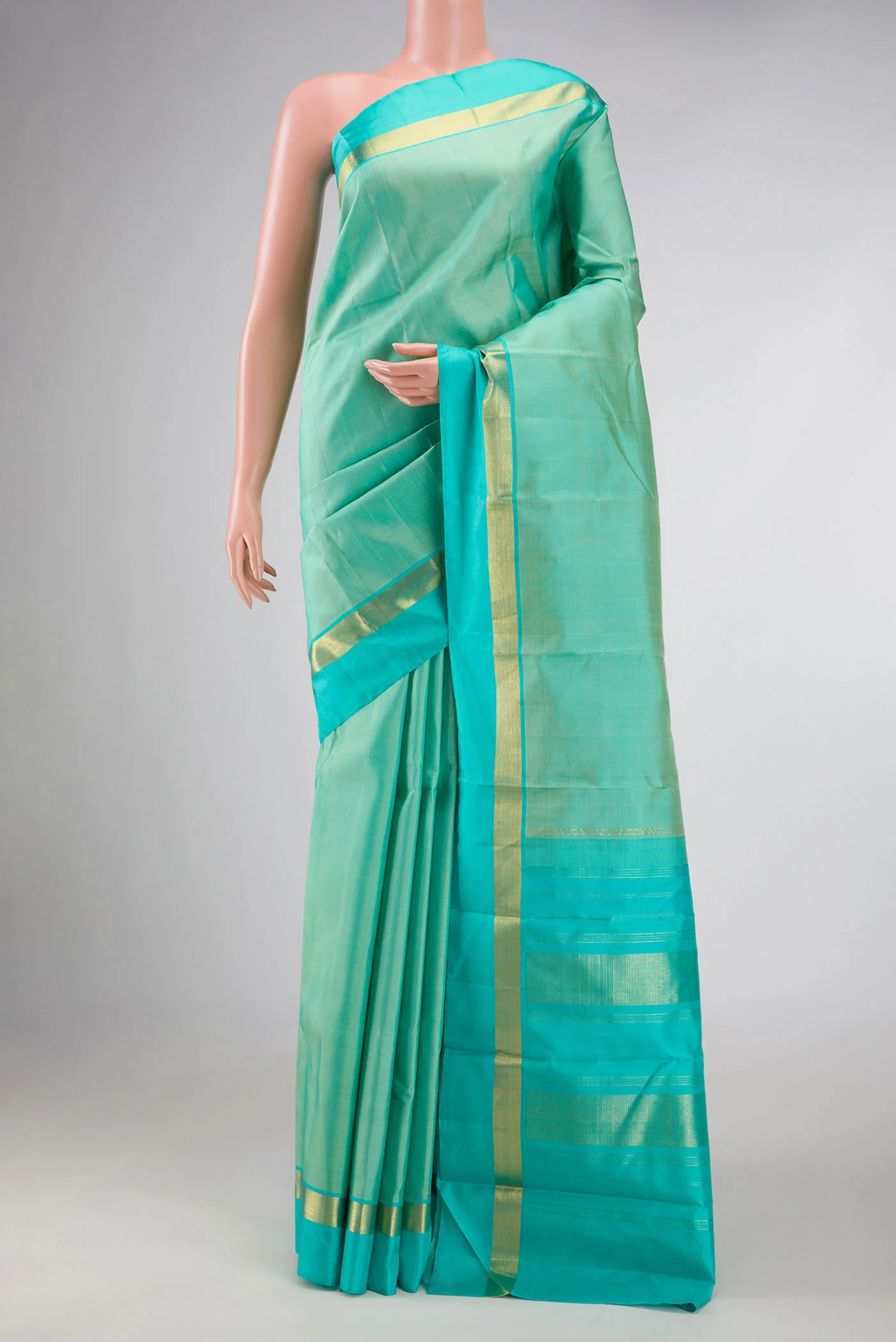 Sea Green Dual Tone Kanjivaram Silk Saree