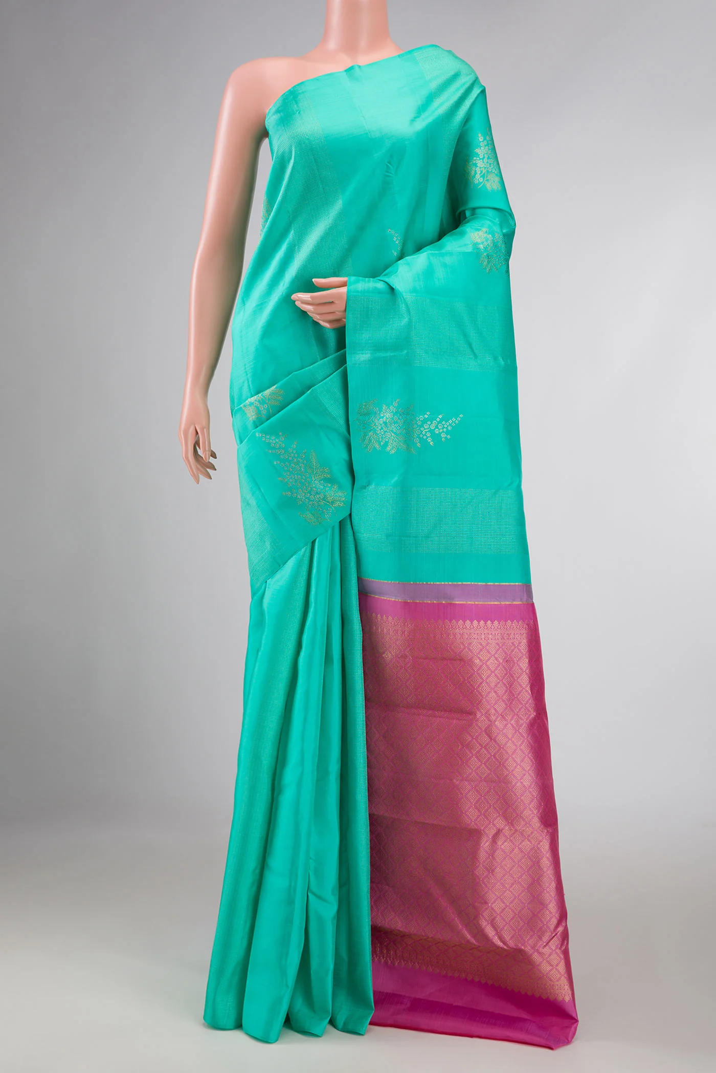 Sea Green Dual Tone Kanjivaram Silk Saree