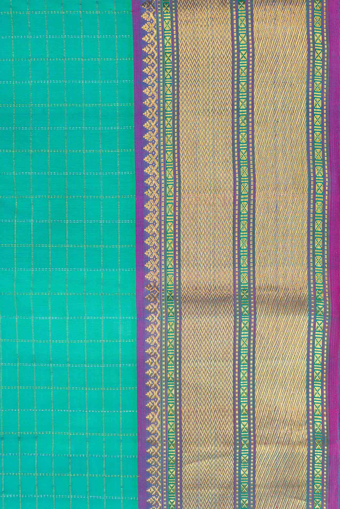 Turquoise Kanchipuram Silk Saree - Image 3