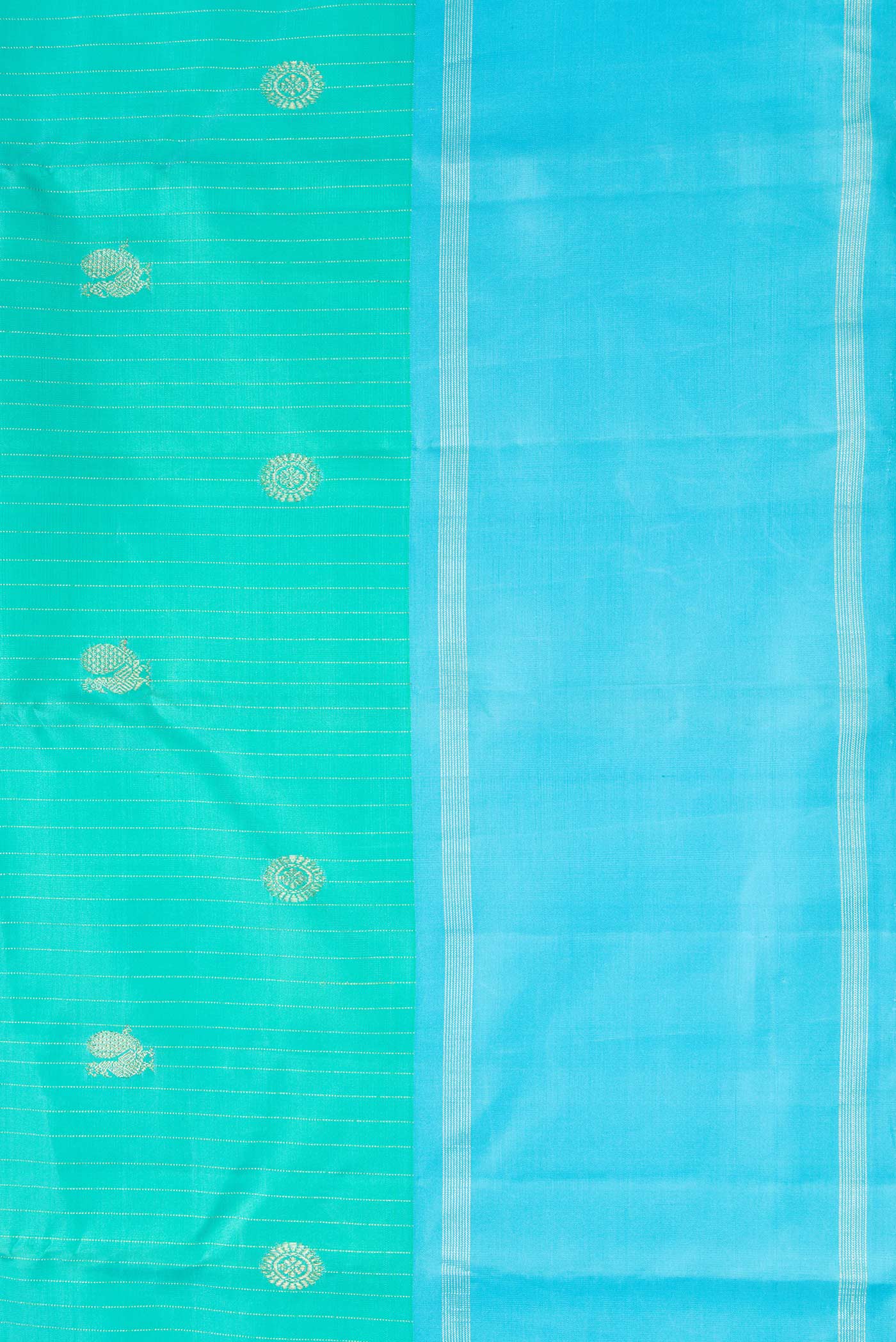 Turquoise Kanchipuram Silk Saree - Image 3