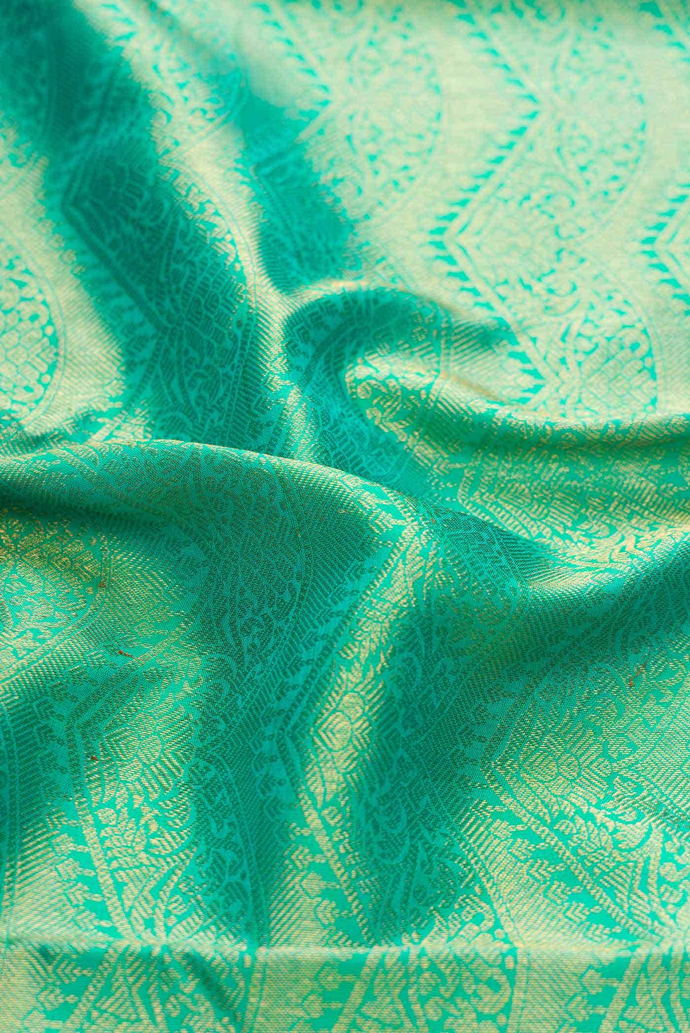 Sea Green Dual Tone Kanchipuram Silk Saree - Image 3