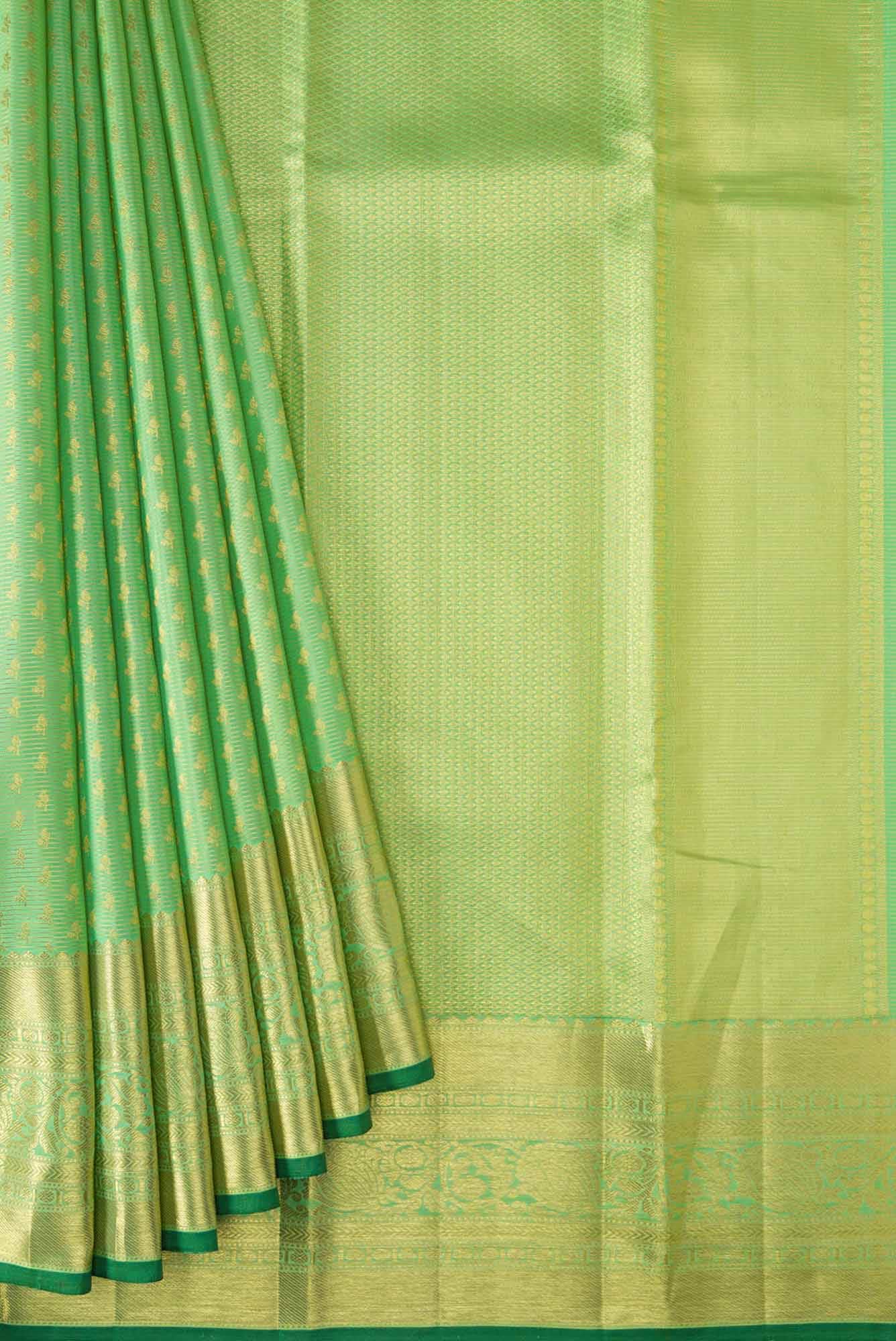Sea Green Dual Tone Kanjivaram Silk Saree - Image 2