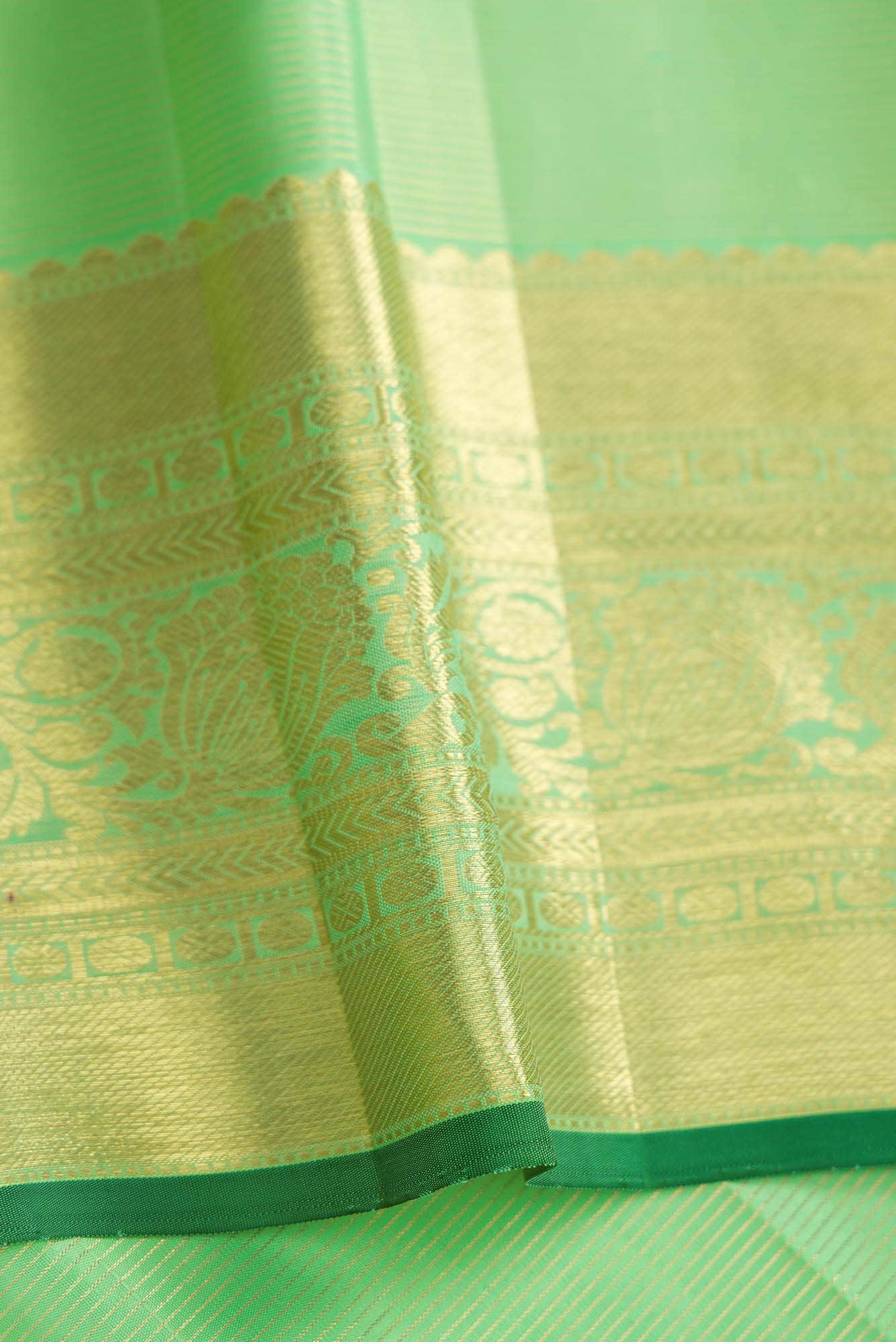 Sea Green Dual Tone Kanjivaram Silk Saree - Image 6