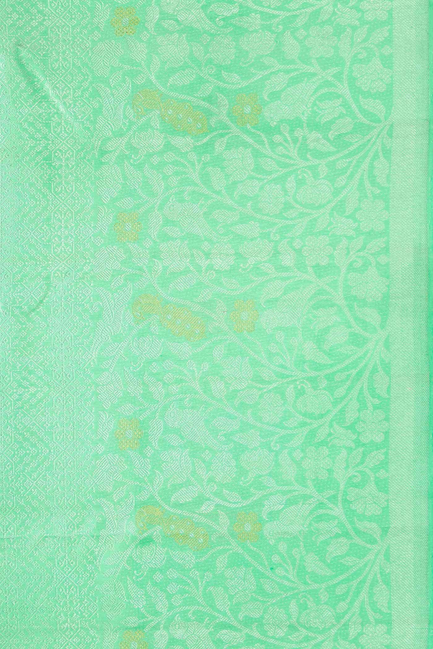 Sea Green Dual Tone Kanchipuram Silk Saree - Image 6