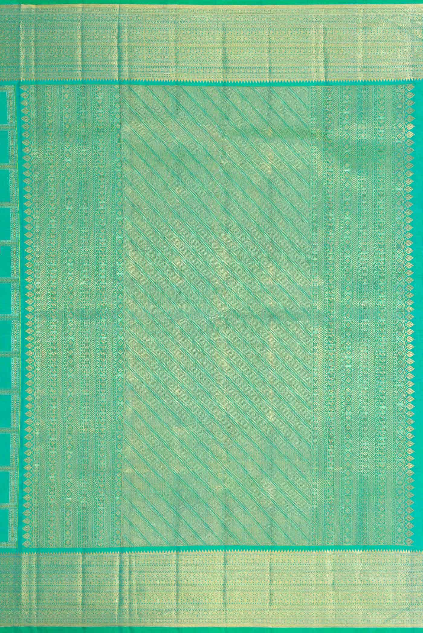 Sea Green Dual Tone Kanchipuram Silk Saree - Image 5