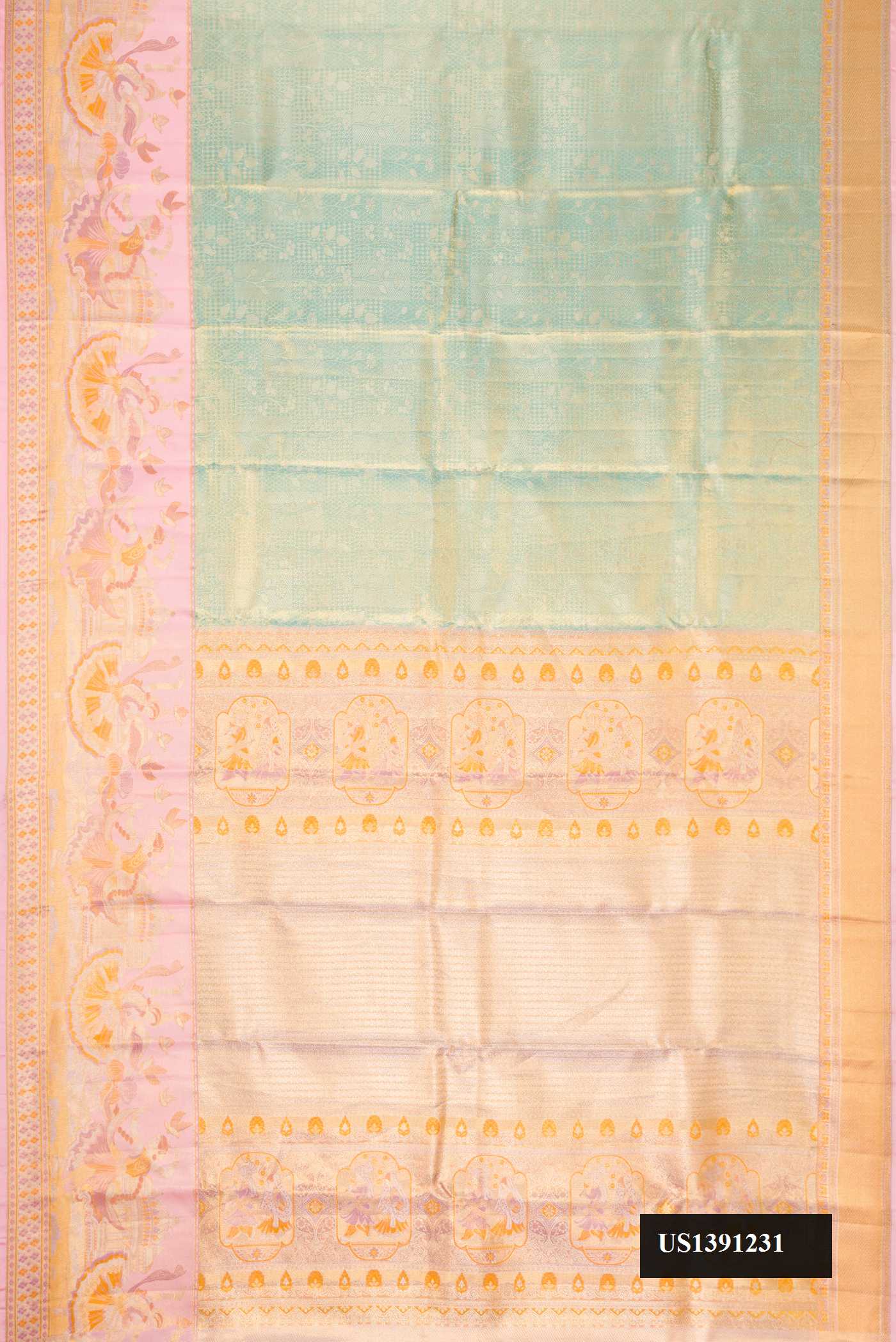 Sea Green Dual Tone Kanchipuram Tissue Silk Saree