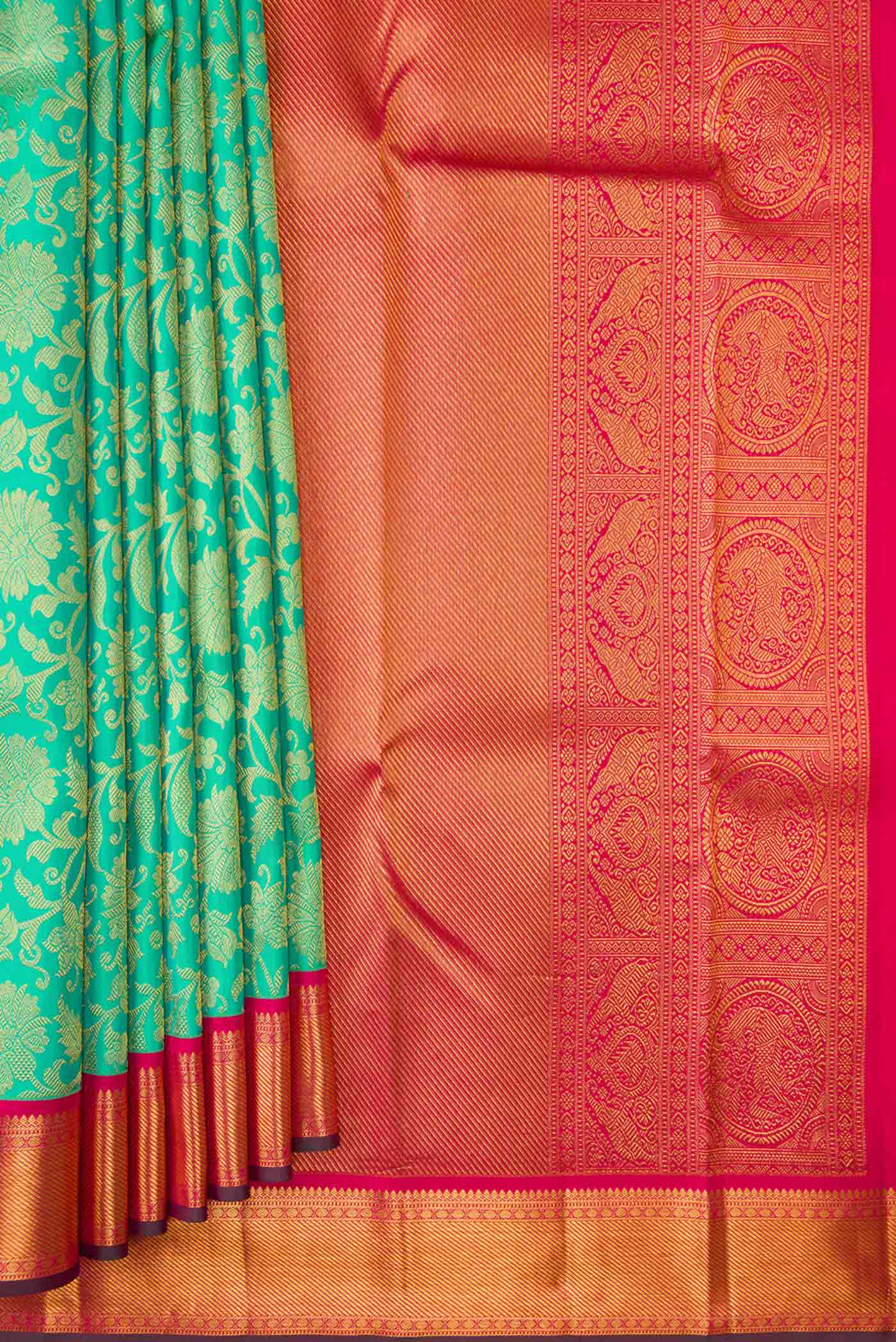 Sea Green Kanjivaram Silk Saree - Image 4