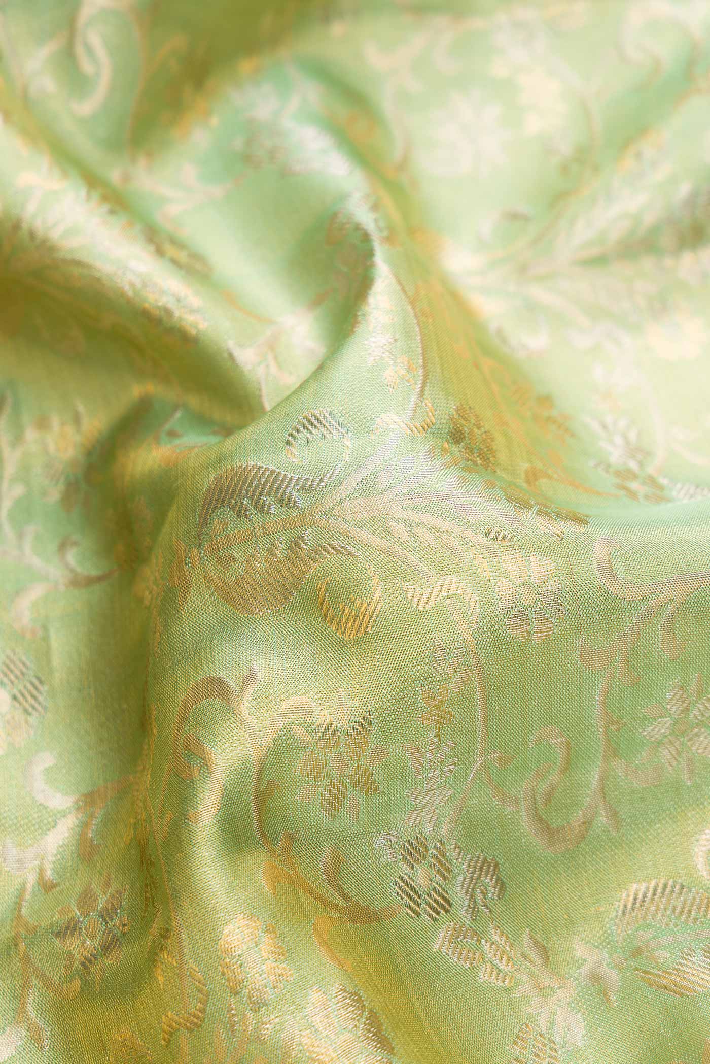 Sea Green Dual Tone Kanjivaram Tissue Silk Saree - Image 2