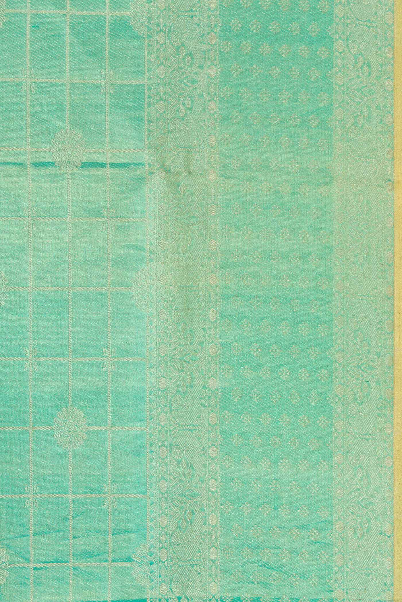 Sea Green Dual Tone Kanjivaram Tissue Silk Saree - Image 3
