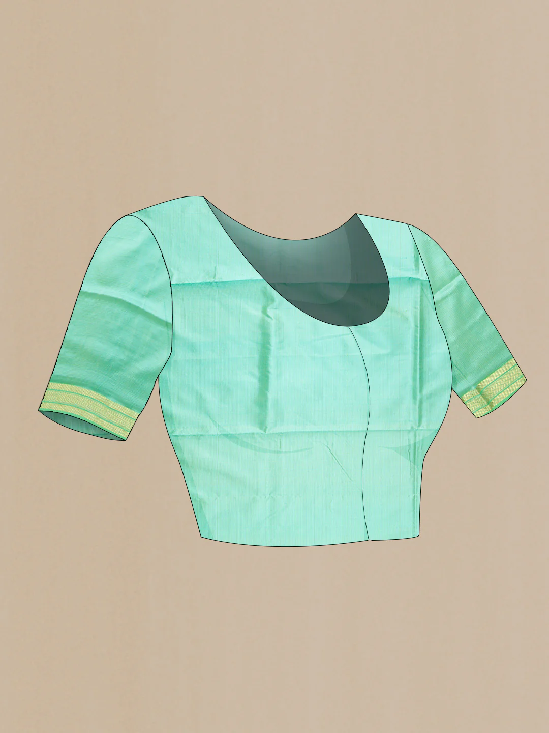 Sea Green Dual Tone Maheshwari Silk Saree - Image 4