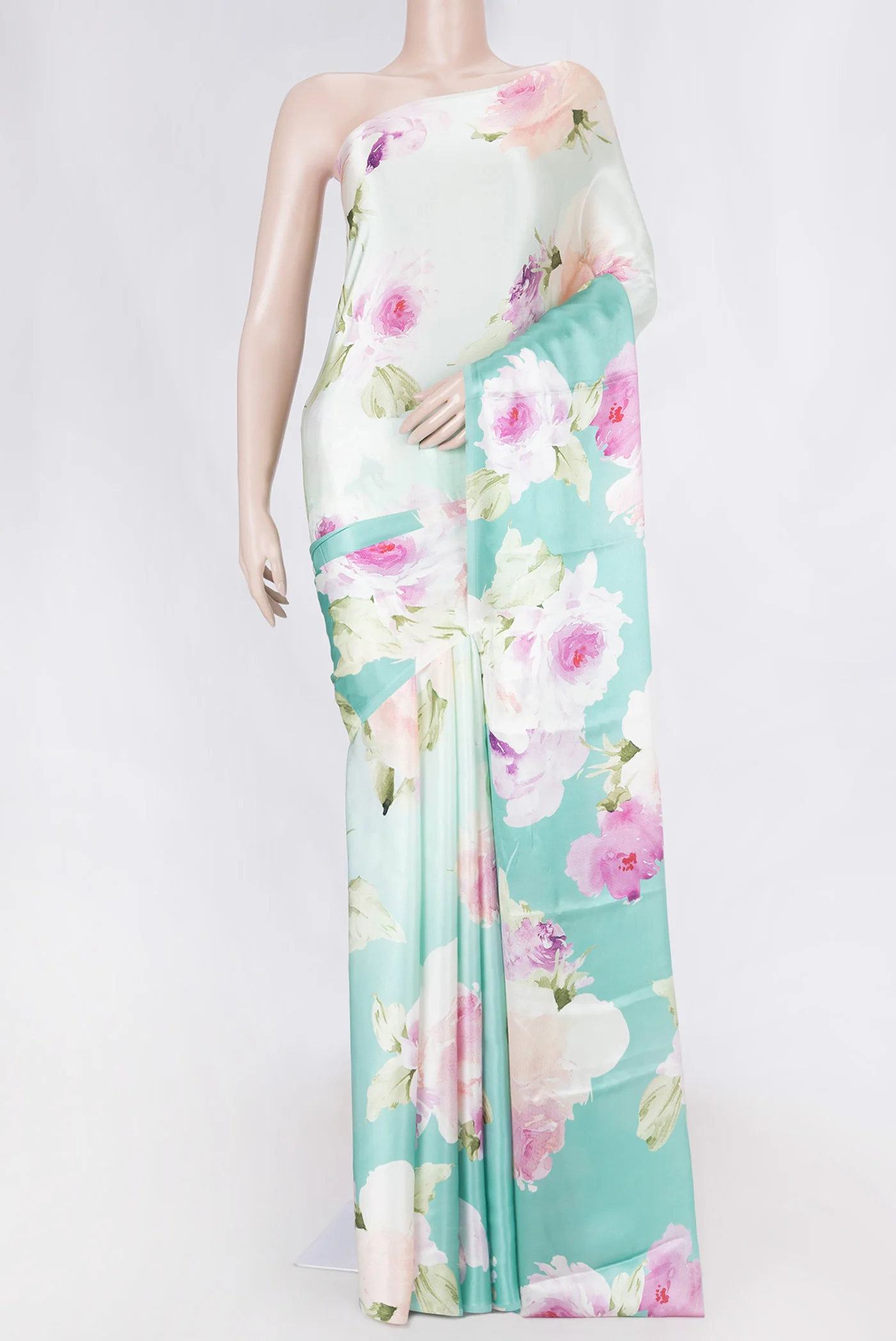 Light Blue Satin Silk Saree