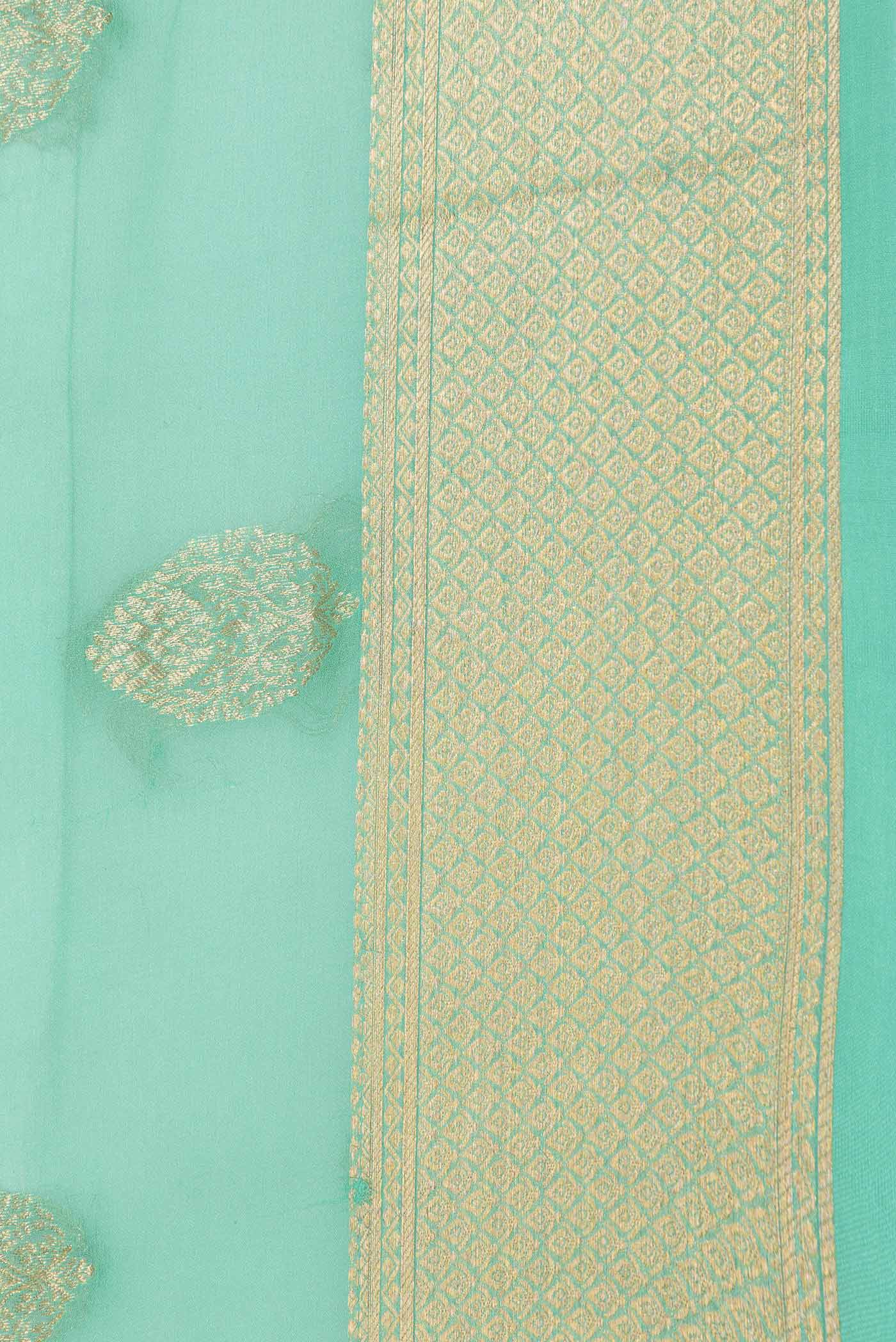 Sea Green Dual Tone Mysore Georgette Saree - Image 3