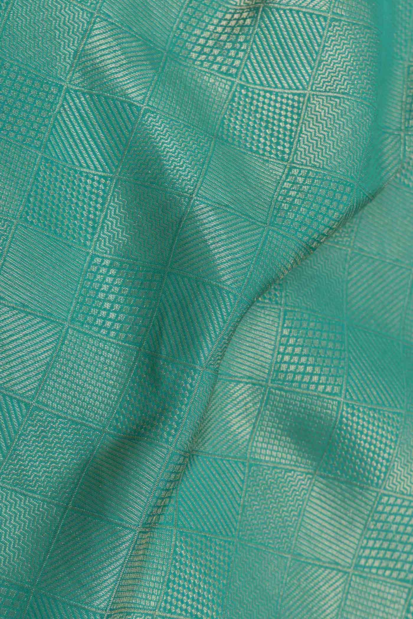 Turquoise Mysore Crepe Saree - Image 2