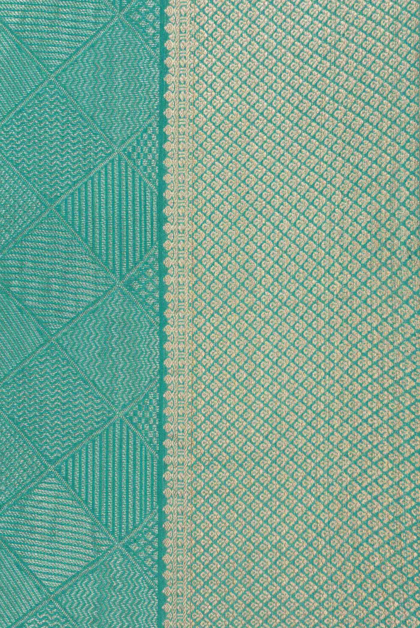 Turquoise Mysore Crepe Saree - Image 3
