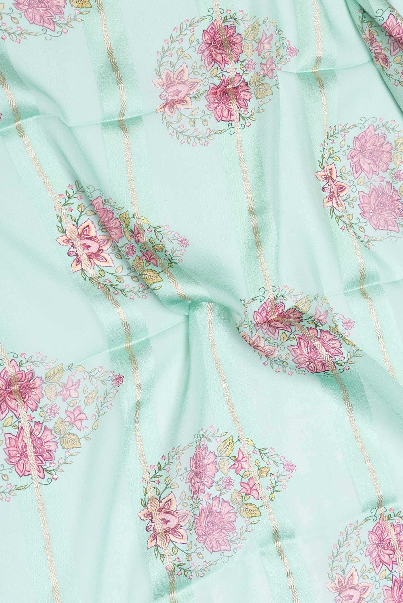 Sea Green Dual Tone Mysore Georgette Saree - Image 3