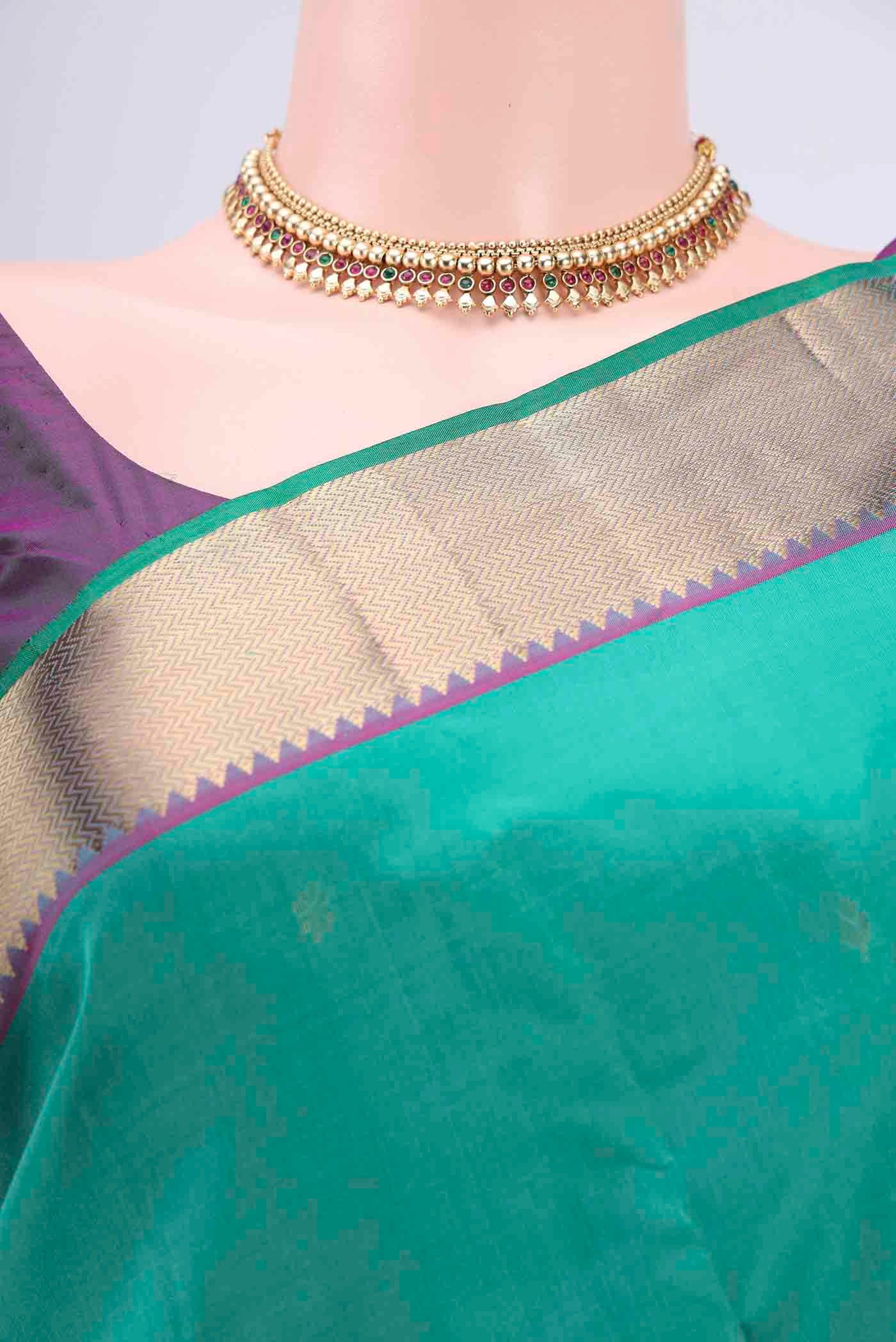 Sea Green Kanjivaram Silk Saree - Image 2