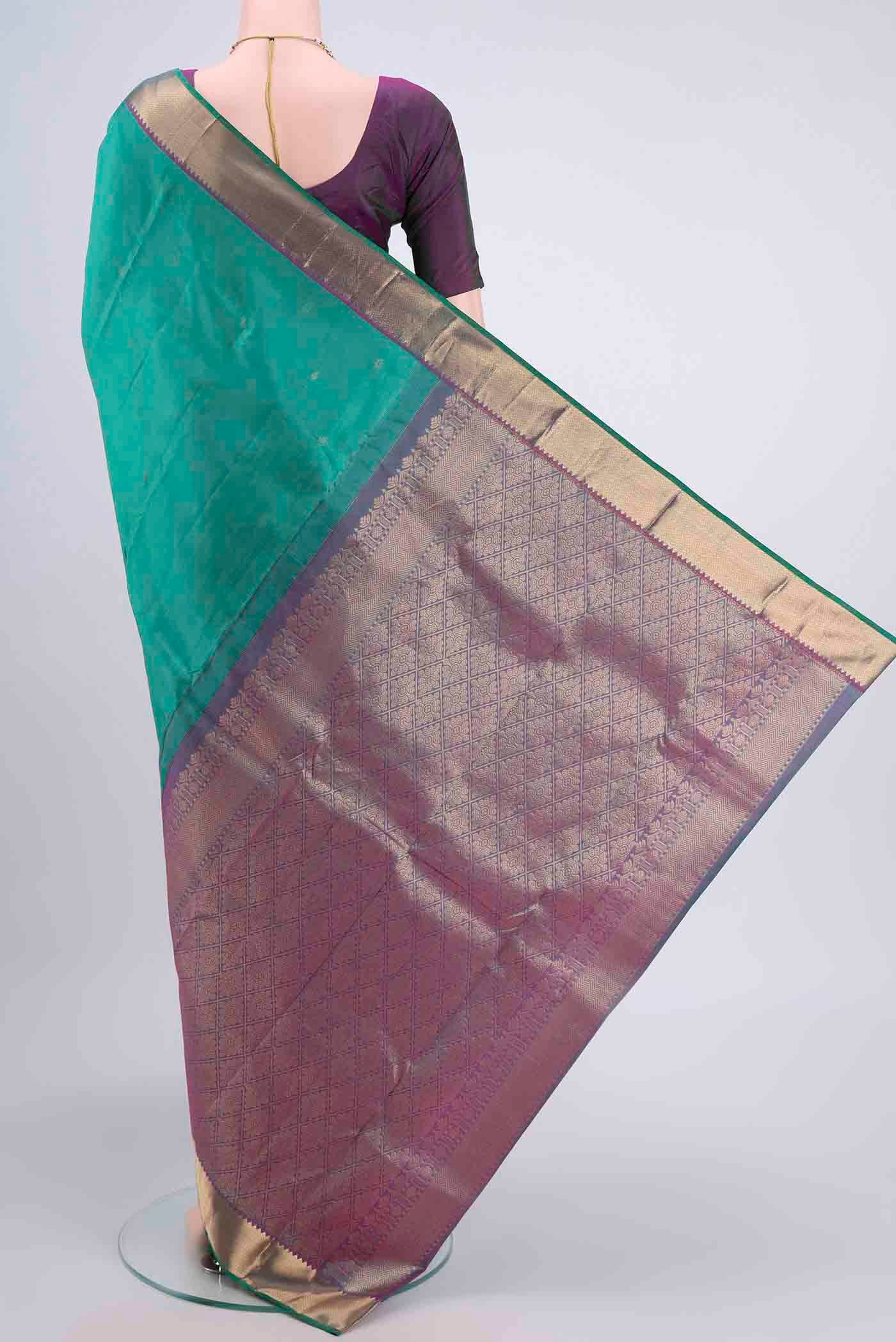 Sea Green Kanjivaram Silk Saree - Image 3