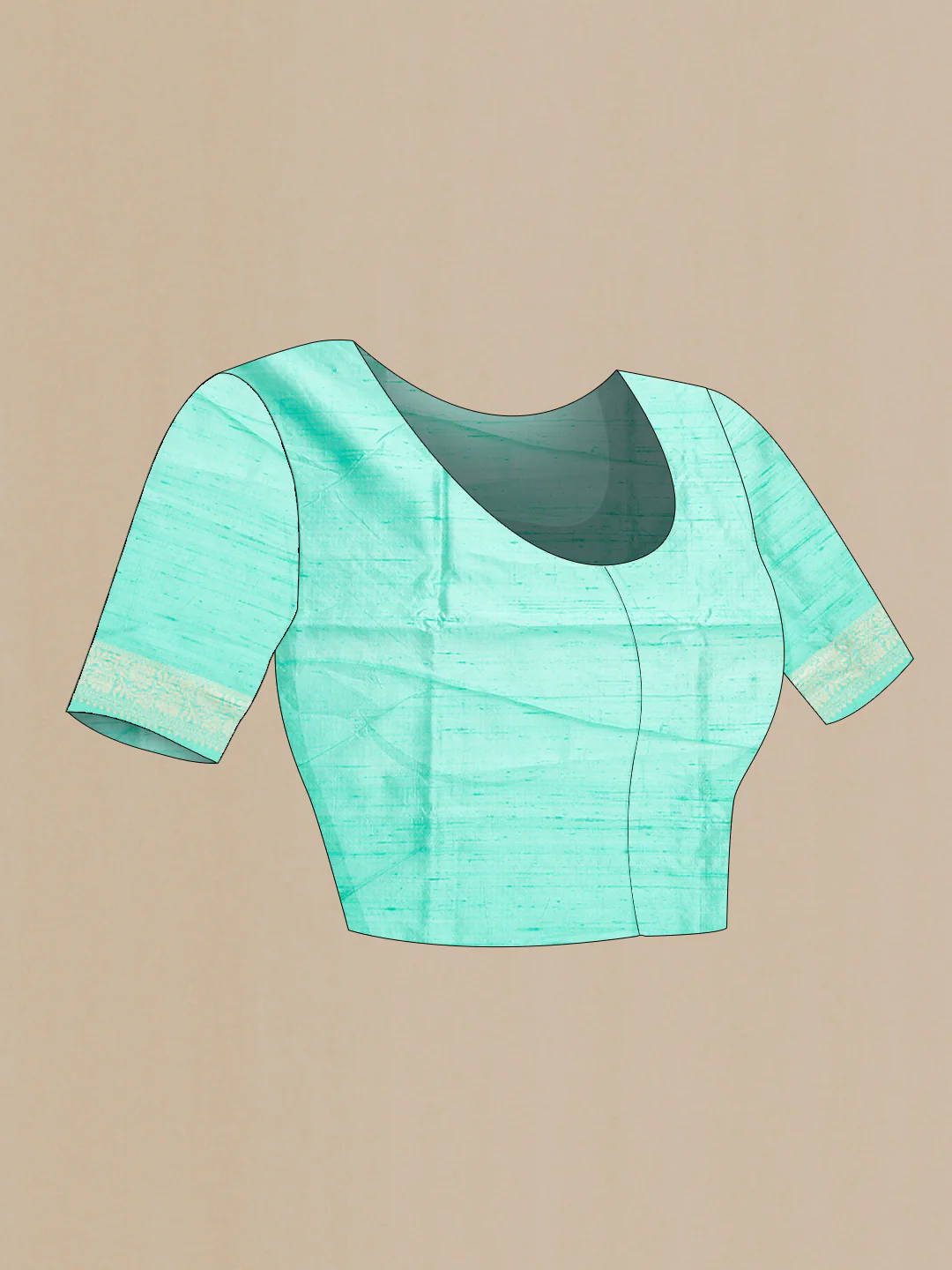 Sea Green Dual Tone Raw Silk Saree - Image 4