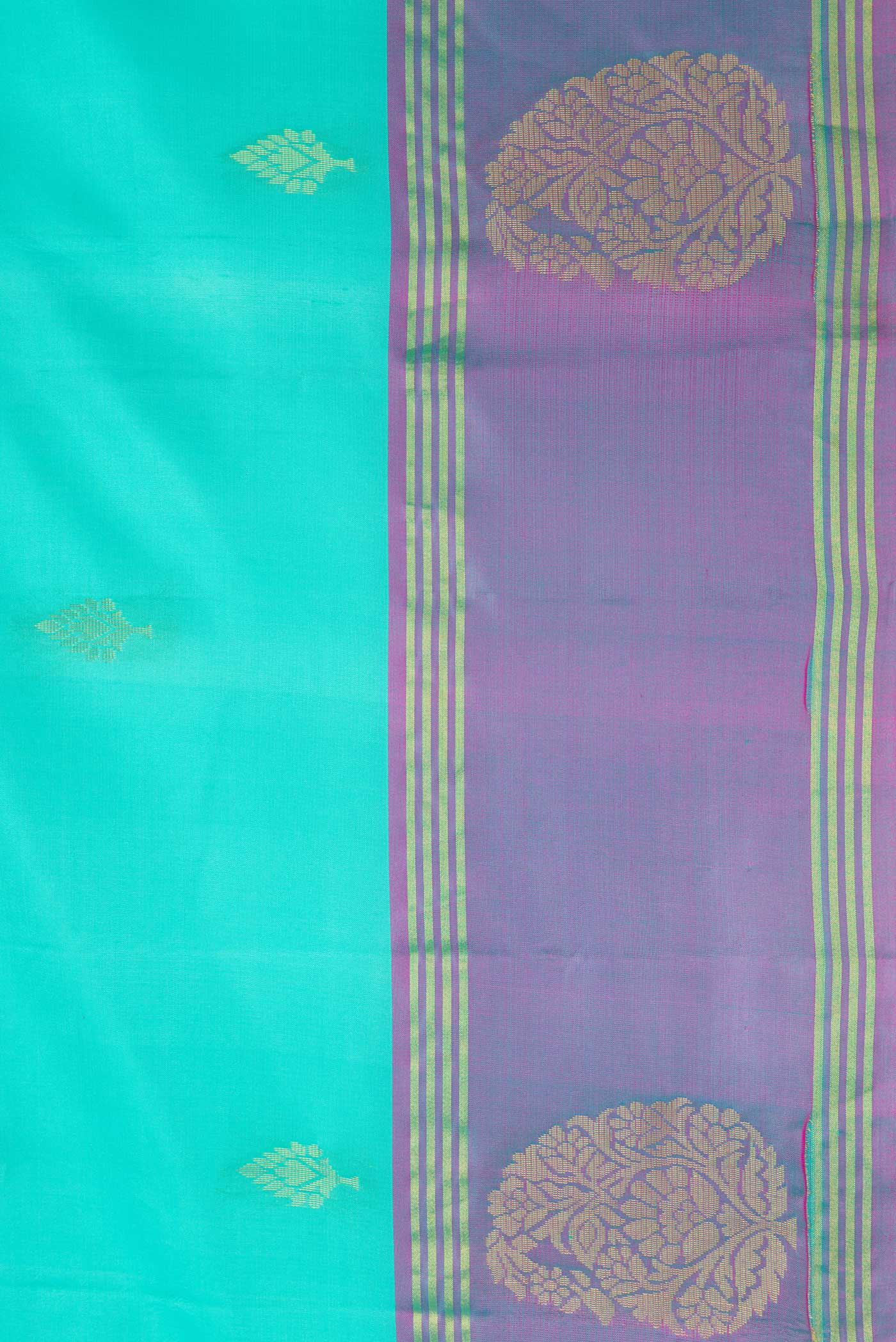 Turquoise Soft Silk Saree - Image 3