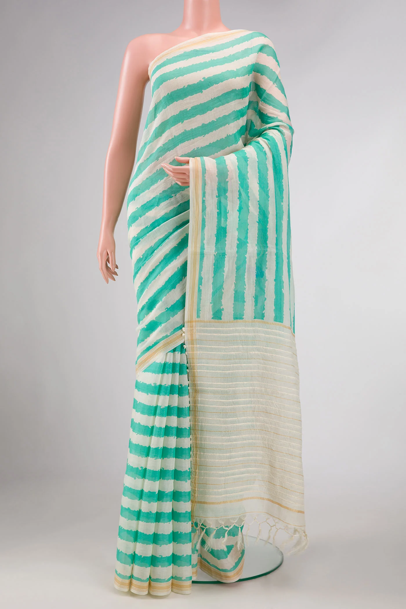 Sea Green Dual Tone Tussar Silk Saree