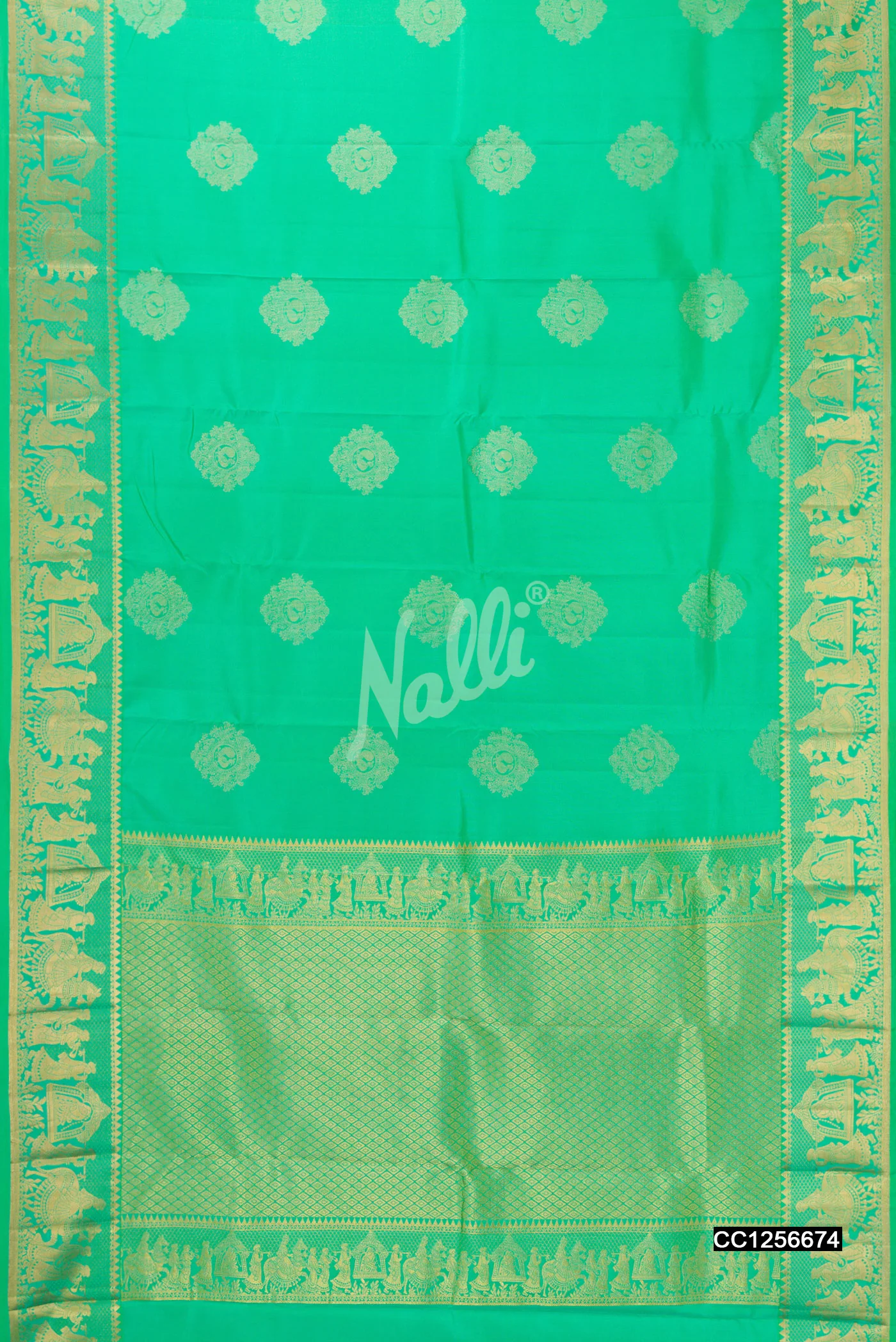 Sea Green Kanchipuram Silk Saree