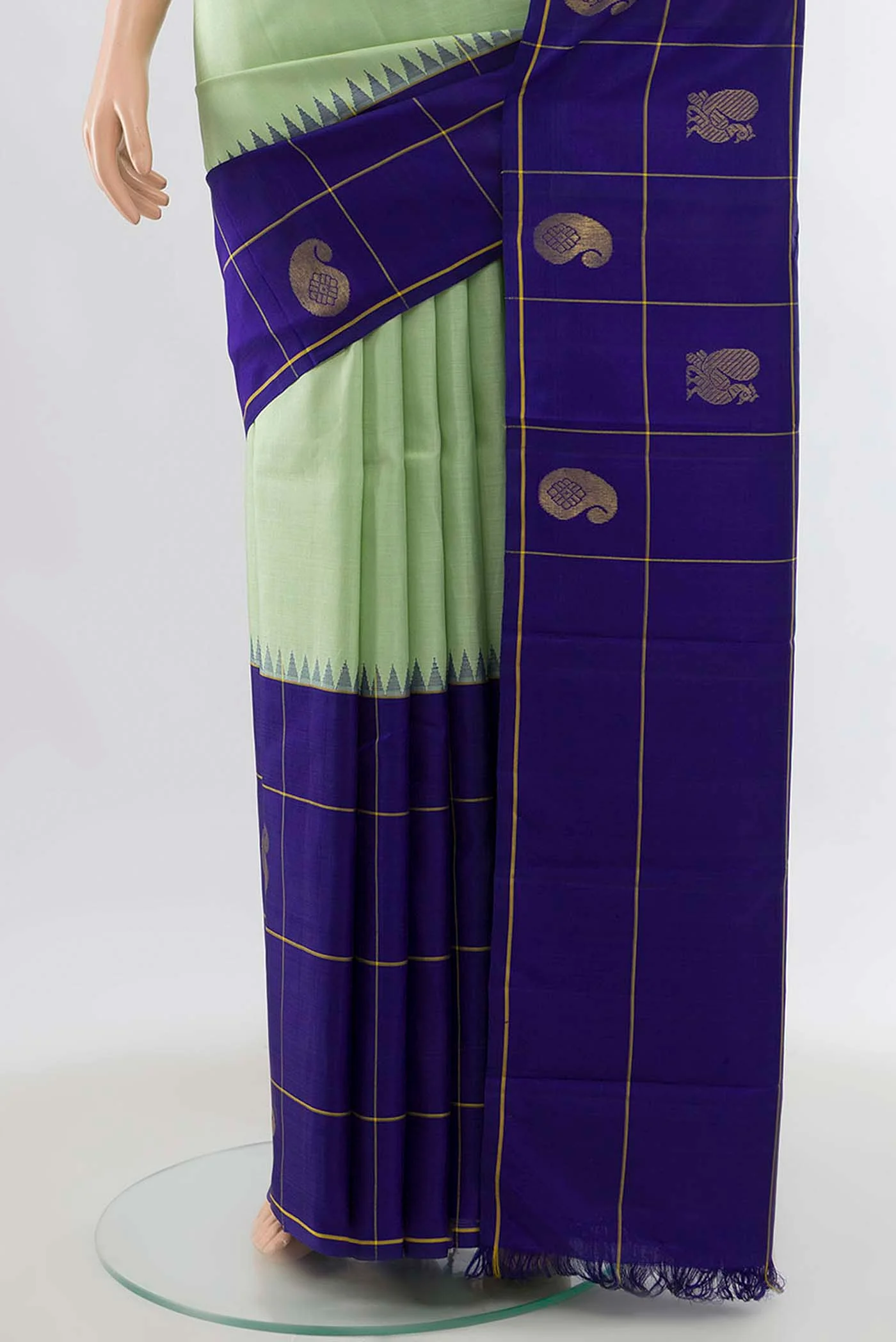 Sea Green Kanjivaram Silk Saree - Image 3