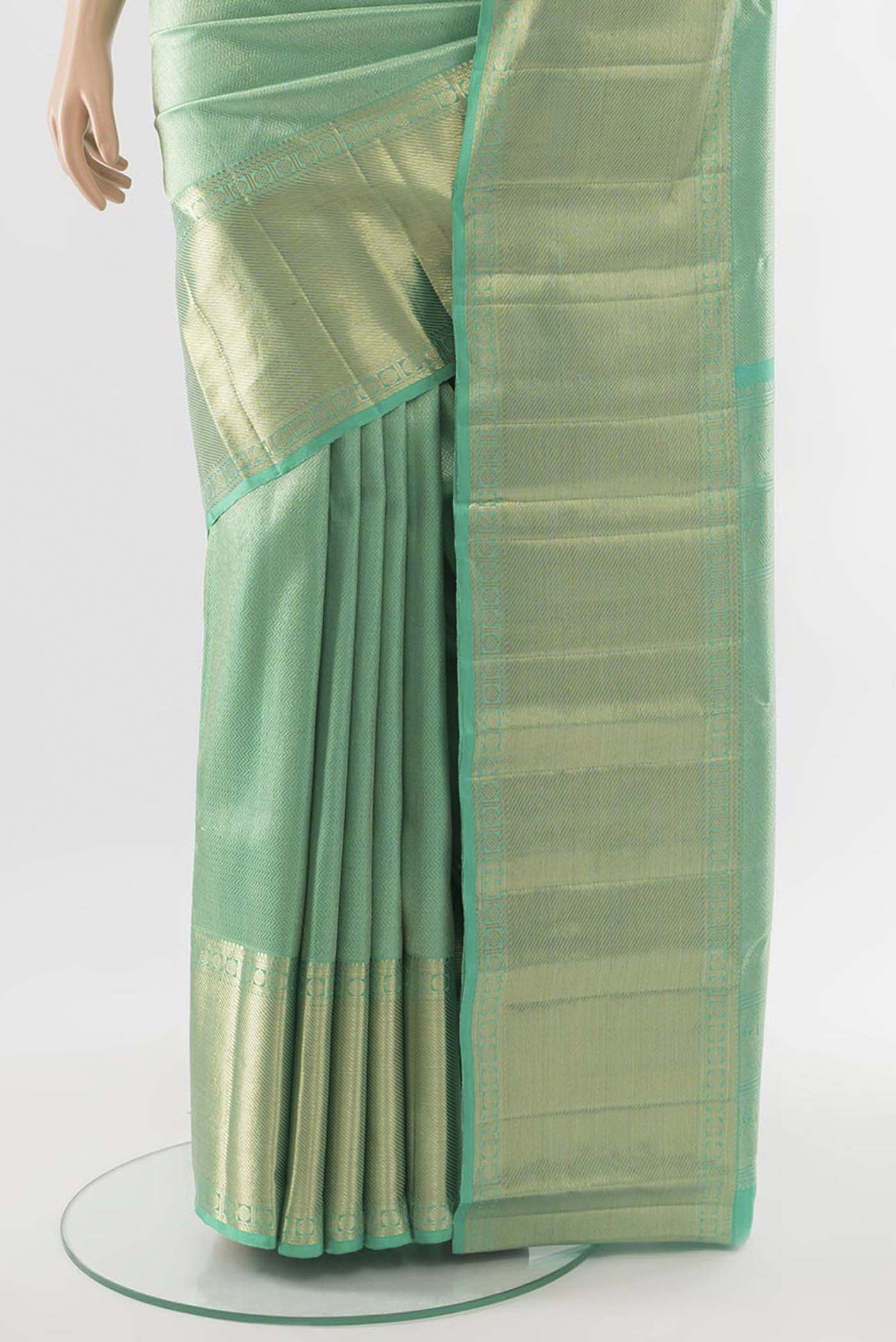Sea Green Kanchipuram Silk Saree - Image 3