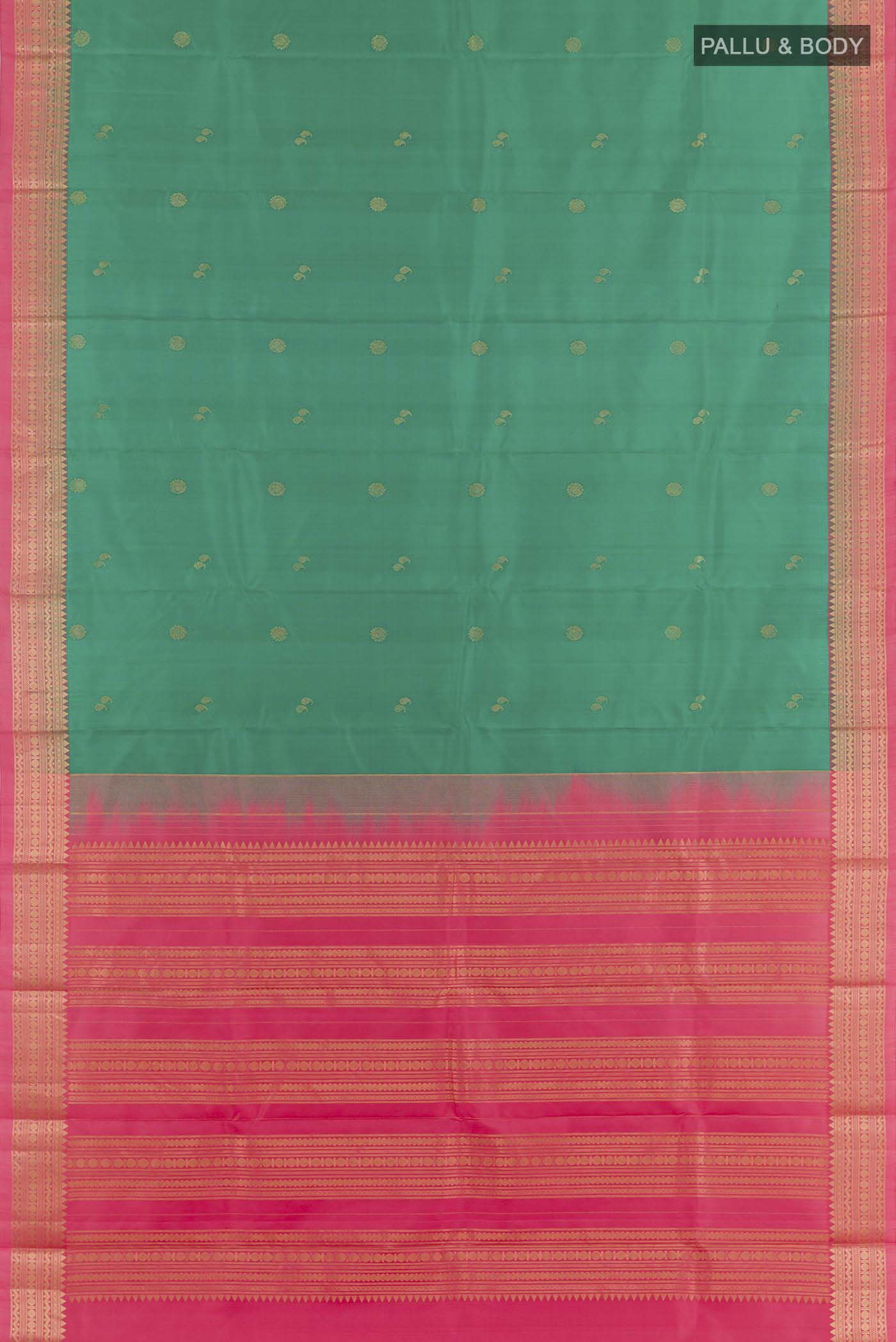 Sea Green Kanchipuram Silk Saree - Image 3