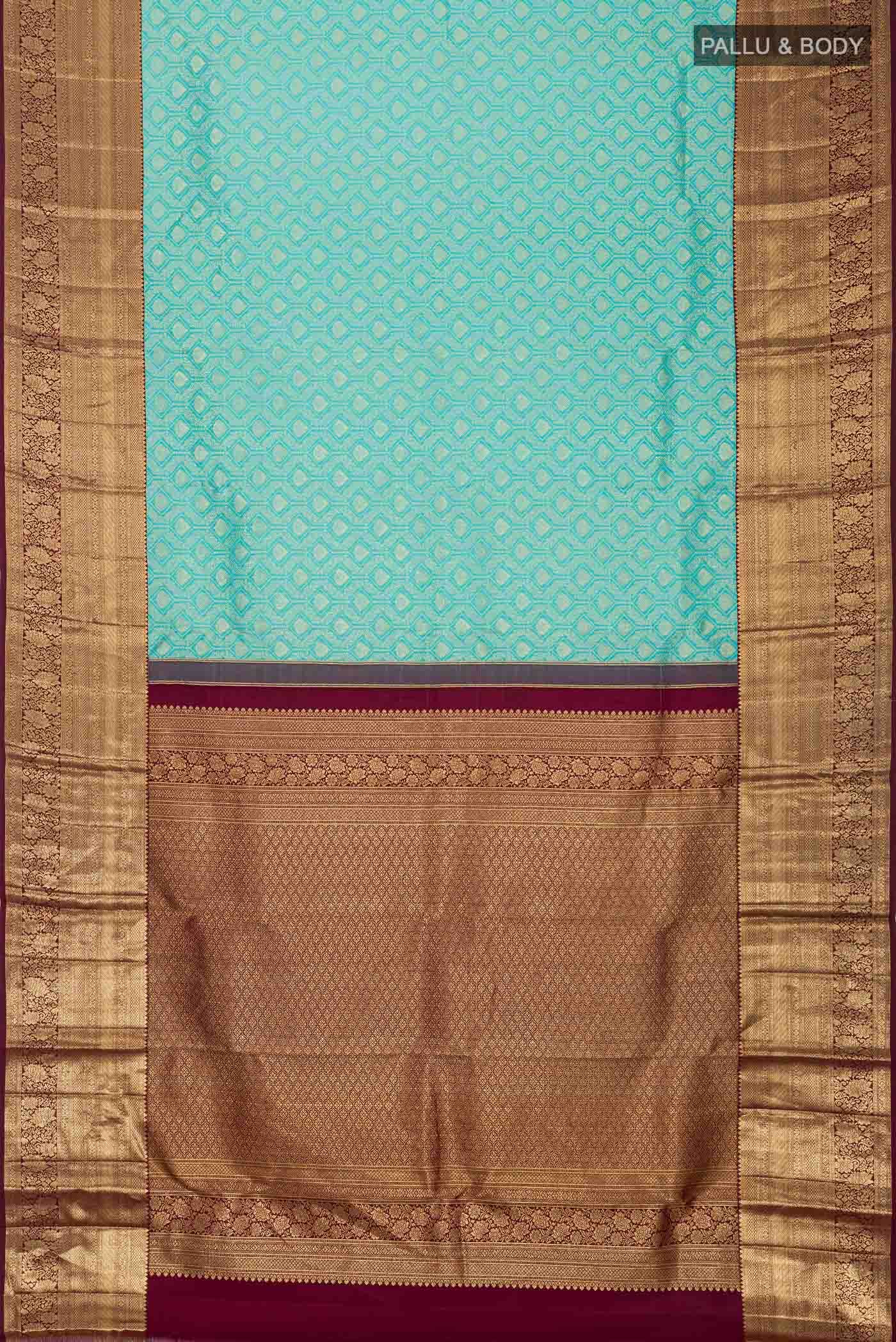 Sea Green Kanchipuram Silk Saree - Image 4
