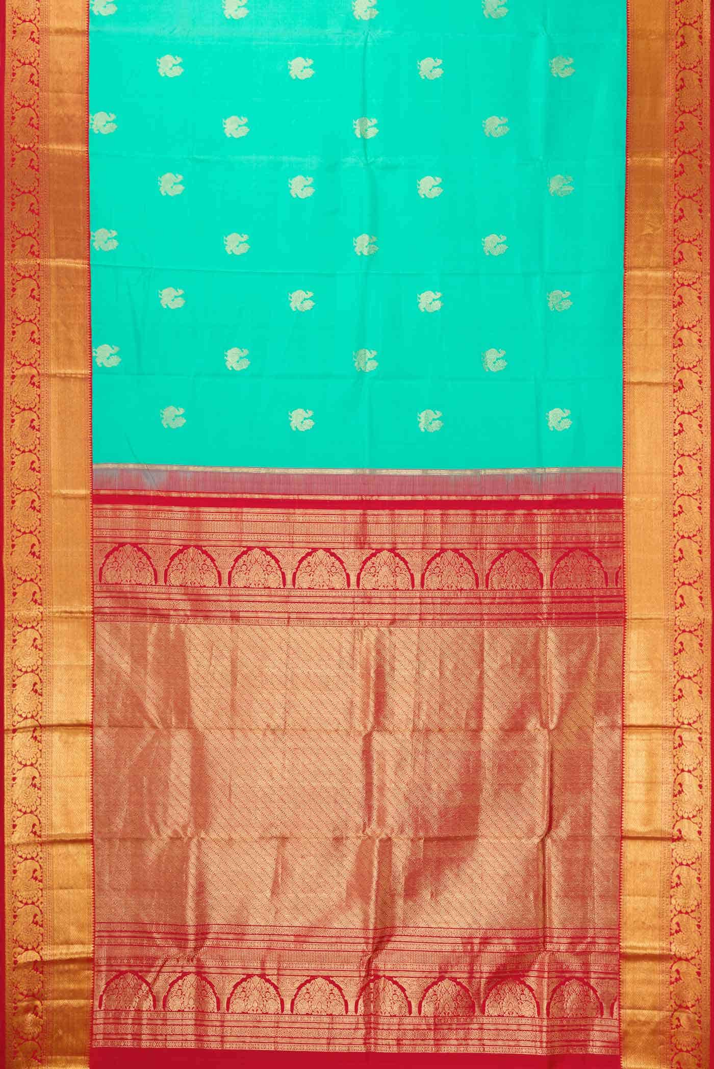 Sea Green Kanjivaram Silk Saree - Image 4