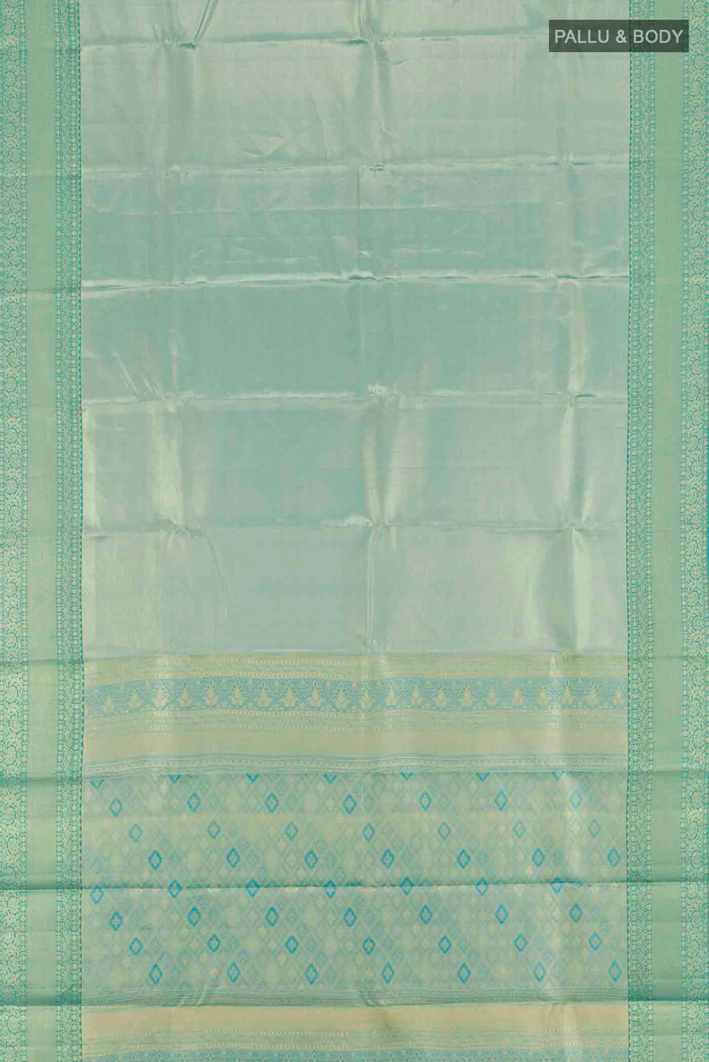 Sea Green Kanchipuram Tissue Silk Saree - Image 6